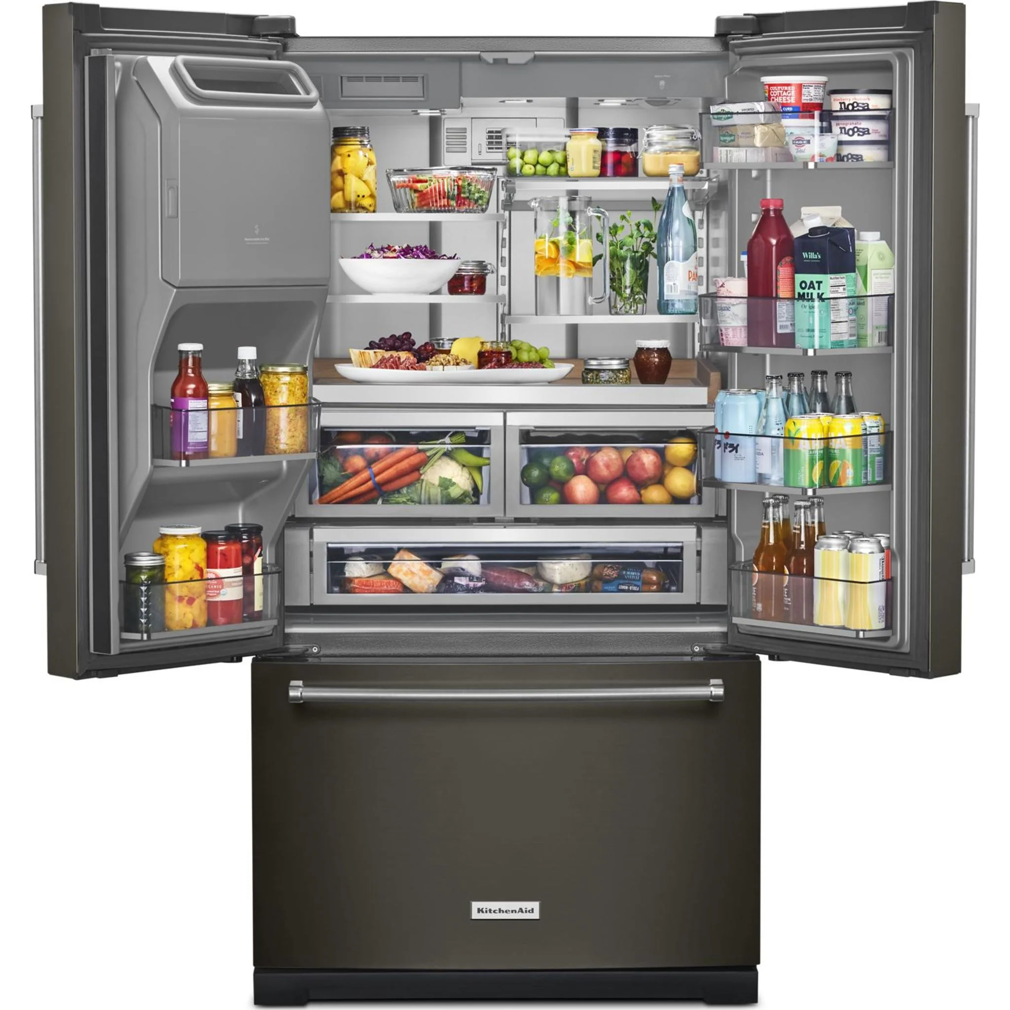 KitchenAid 26.8 cu.ft. Standard-Depth French Door Refrigerator with Exterior Ice and Water Dispenser - Black Stainless (KRFF577KBS) - Image 11