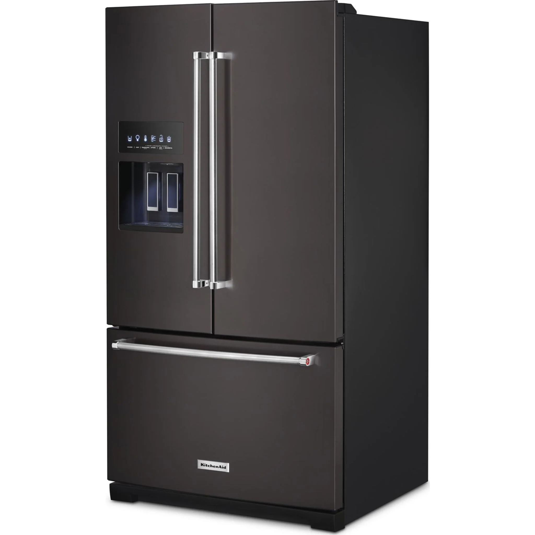 KitchenAid 26.8 cu.ft. Standard-Depth French Door Refrigerator with Exterior Ice and Water Dispenser - Black Stainless (KRFF577KBS) - Image 4