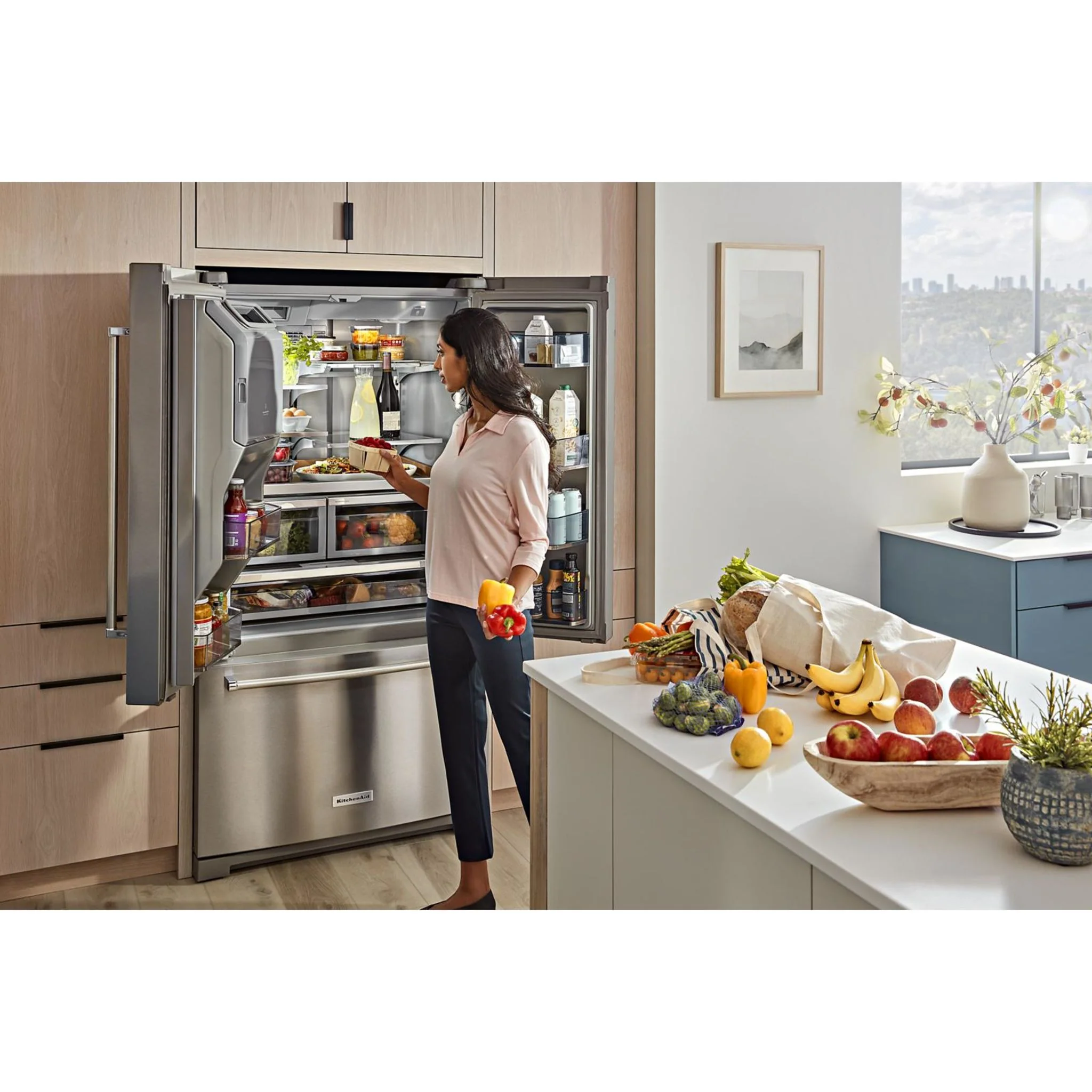 KitchenAid 26.8 cu.ft. Standard-Depth French Door Refrigerator with Exterior Ice and Water Dispenser - Stainless Steel with PrintShield™ Finish (KRFF577KPS) - Image 14