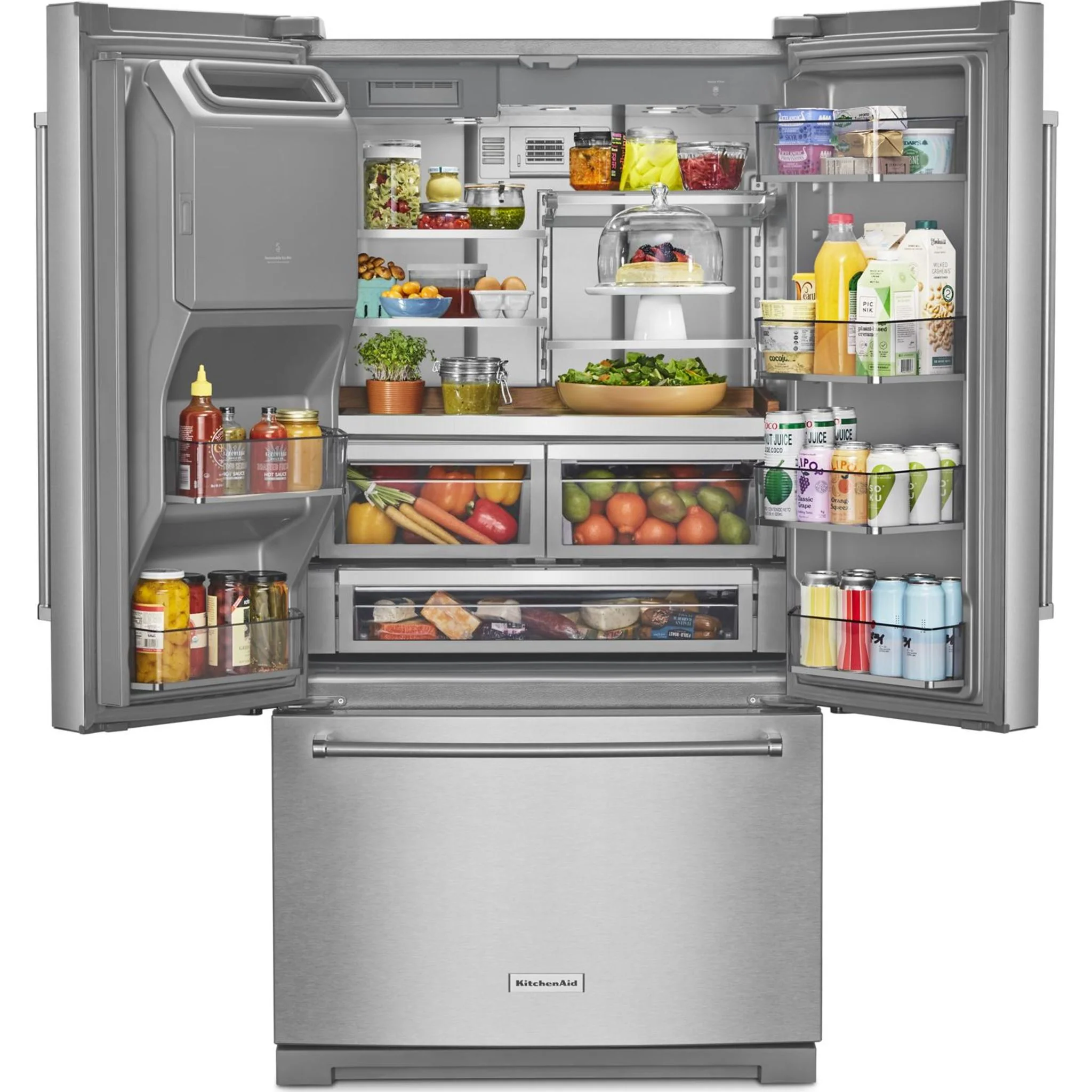KitchenAid 26.8 cu.ft. Standard-Depth French Door Refrigerator with Exterior Ice and Water Dispenser - Stainless Steel with PrintShield™ Finish (KRFF577KPS) - Image 27