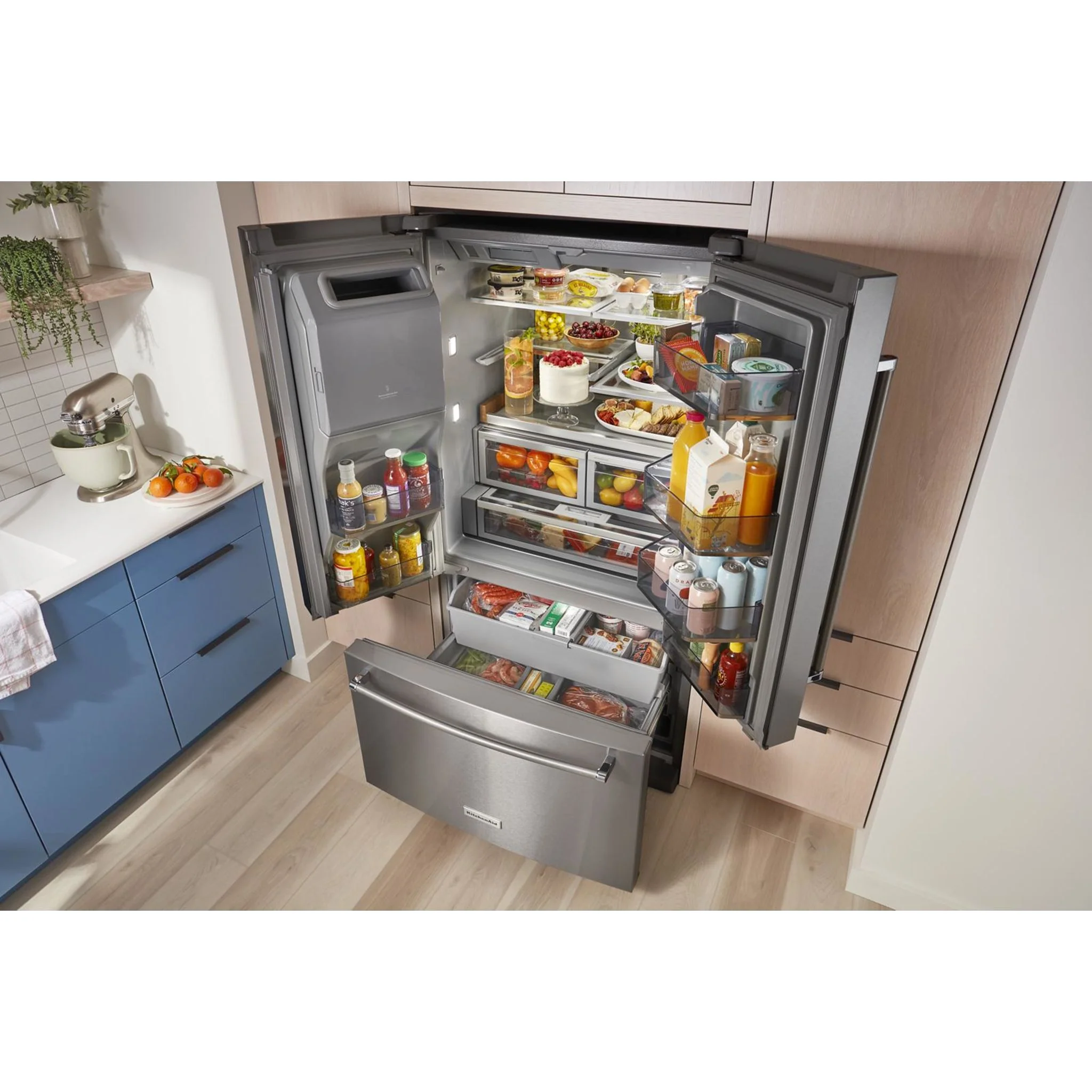KitchenAid 26.8 cu.ft. Standard-Depth French Door Refrigerator with Exterior Ice and Water Dispenser - Stainless Steel with PrintShield™ Finish (KRFF577KPS) - Image 8