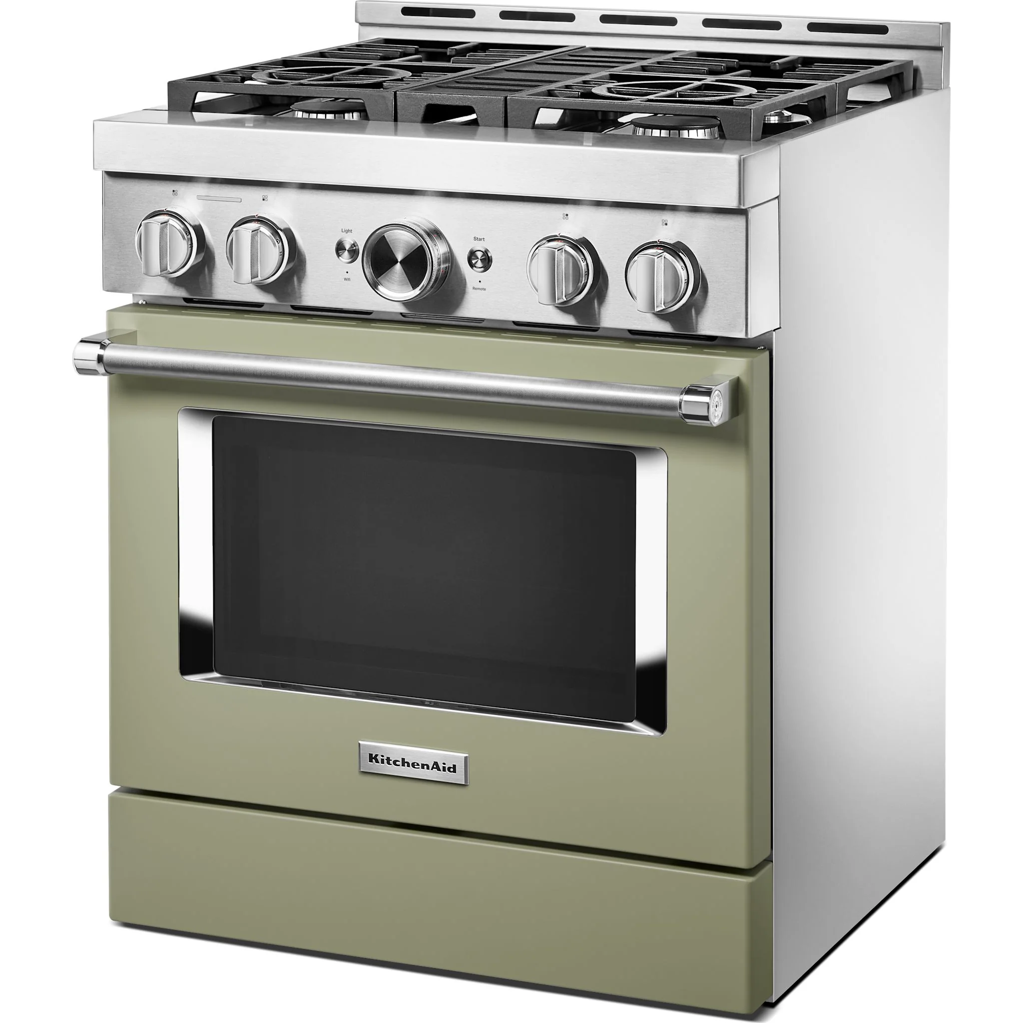 KitchenAid  30'' Smart Commercial-Style Gas Range with 4 Burners - Avocado Cream (KFGC500JAV) - Image 2
