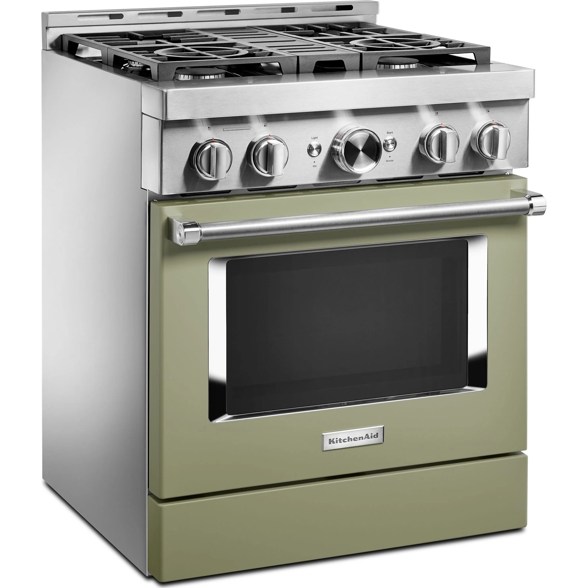 KitchenAid  30'' Smart Commercial-Style Gas Range with 4 Burners - Avocado Cream (KFGC500JAV) - Image 3
