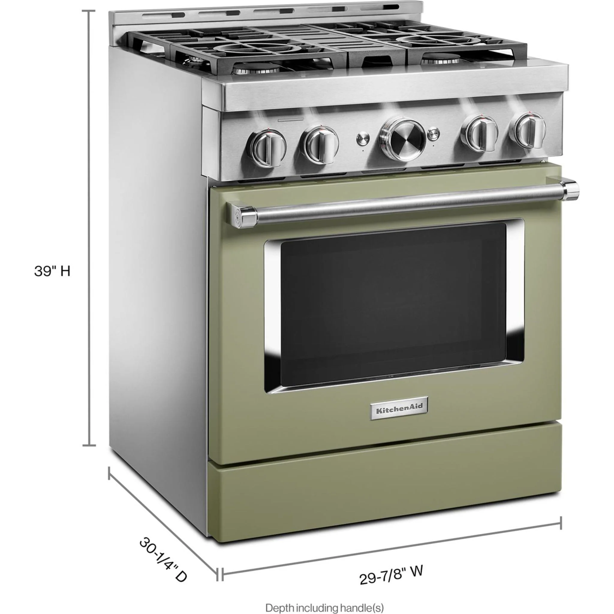 KitchenAid  30'' Smart Commercial-Style Gas Range with 4 Burners - Avocado Cream (KFGC500JAV) - Image 49