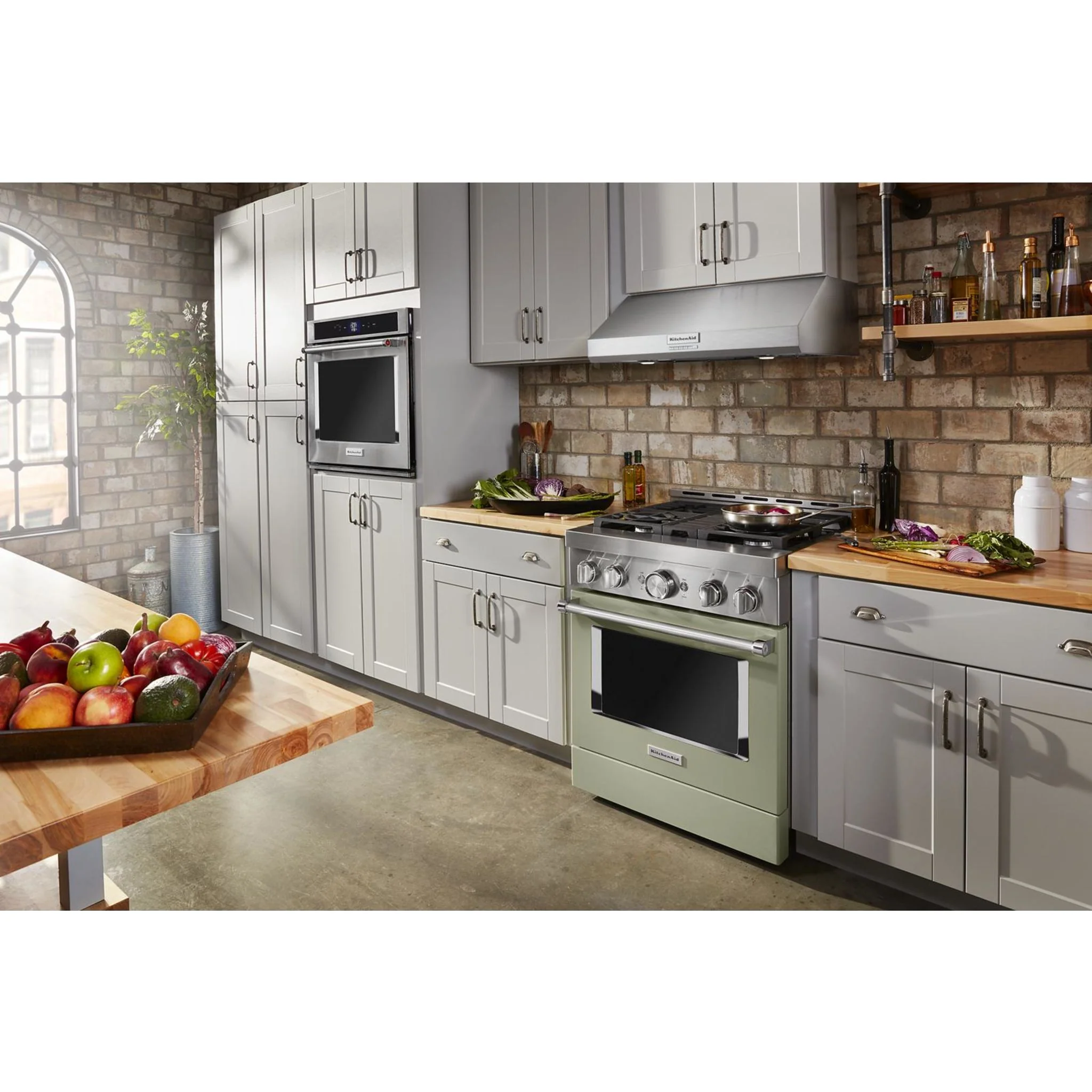 KitchenAid  30'' Smart Commercial-Style Gas Range with 4 Burners - Avocado Cream (KFGC500JAV) - Image 50
