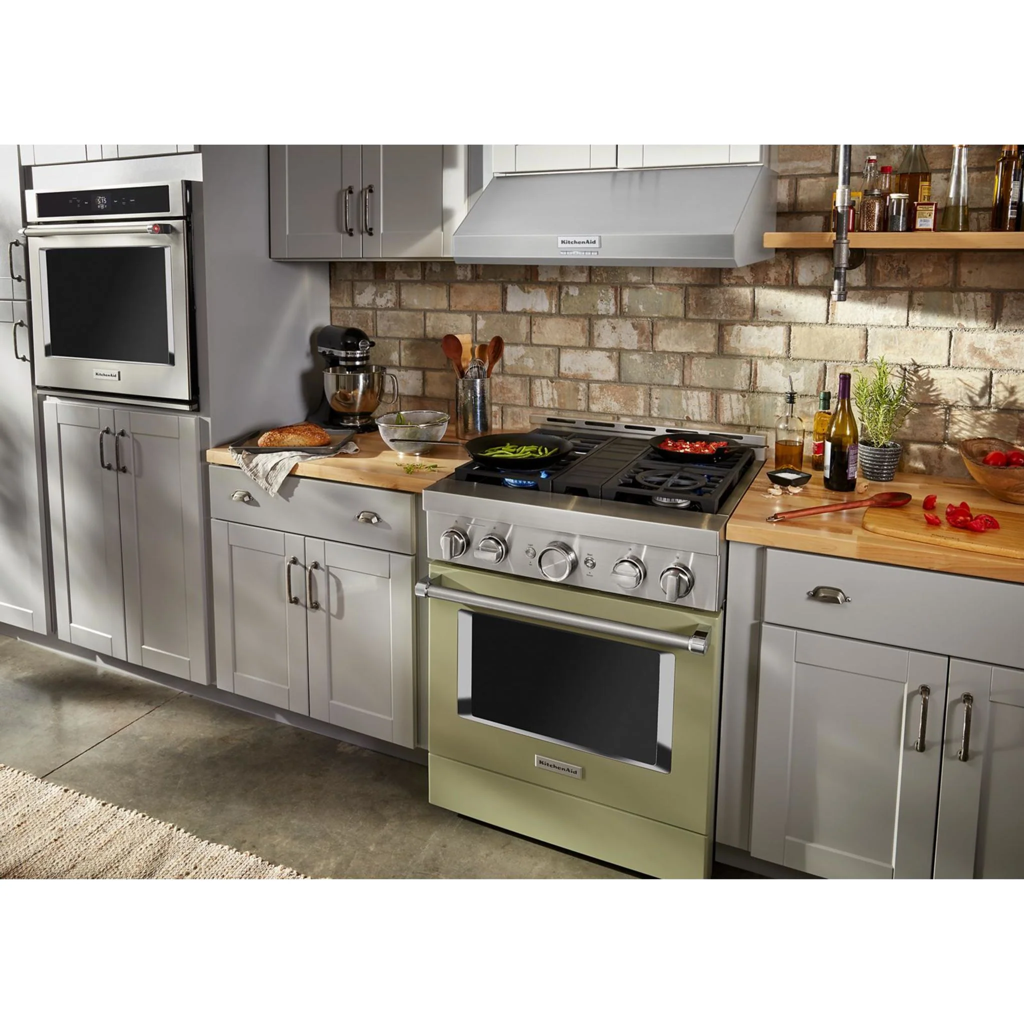 KitchenAid  30'' Smart Commercial-Style Gas Range with 4 Burners - Avocado Cream (KFGC500JAV) - Image 52