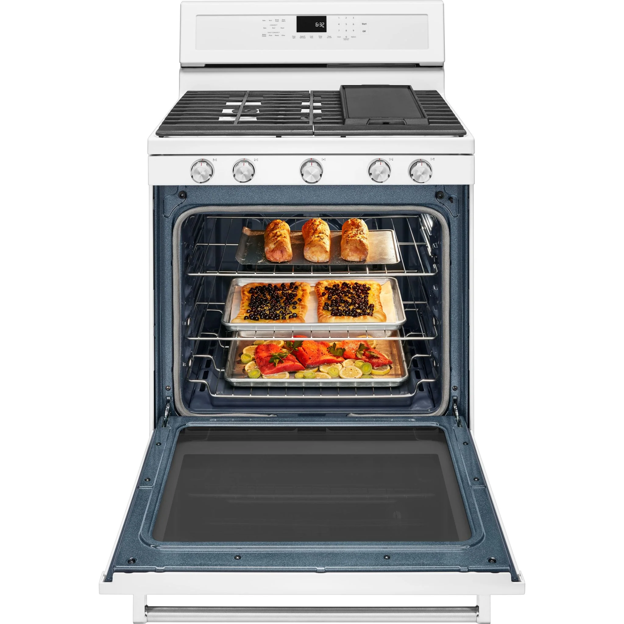 KitchenAid 30" 5-Burner Gas Convection Range - White (KFGG500EWH) - Image 8