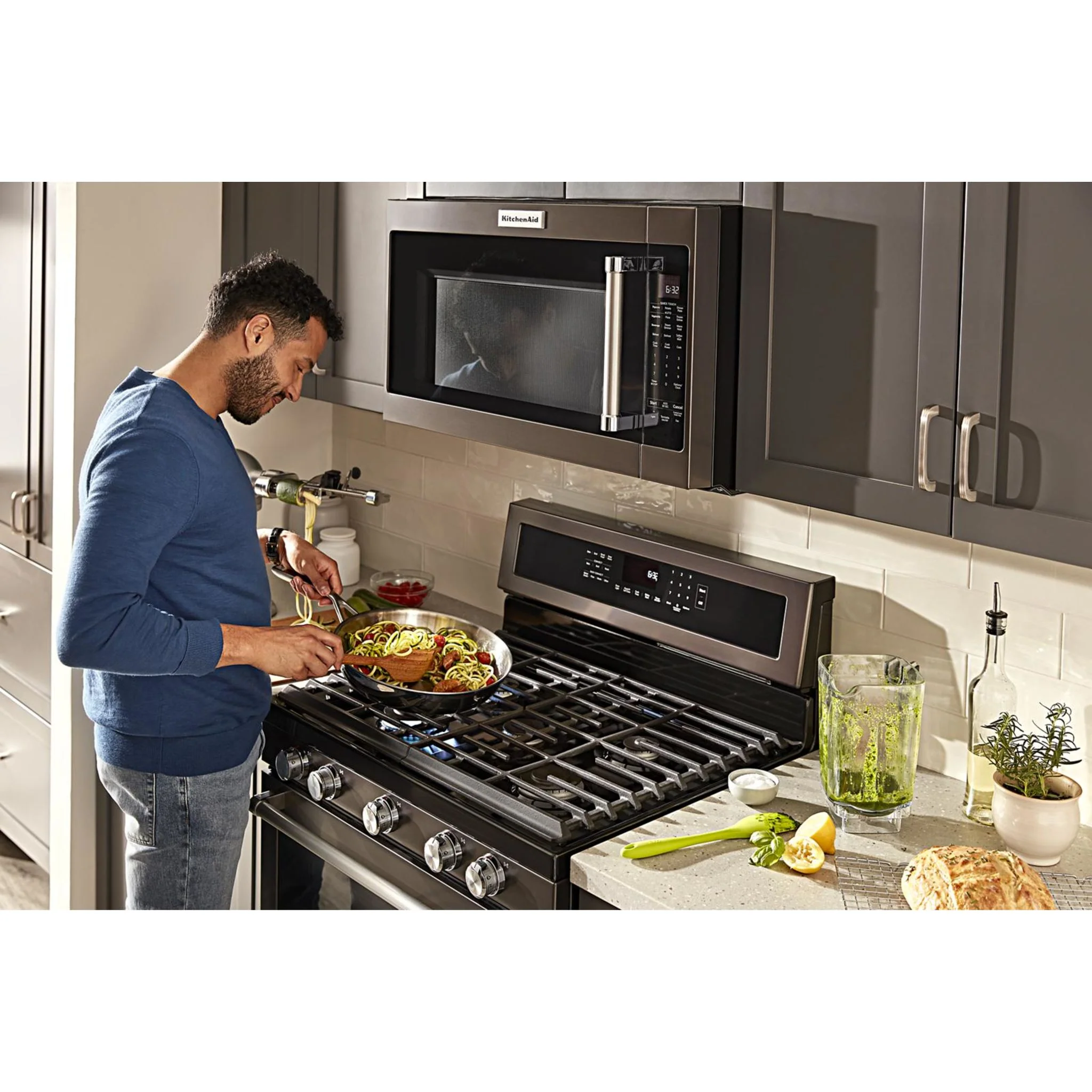 KitchenAid 30" 5-Burner Gas Convection Range - Black Stainless (KFGG500EBS) - Image 14