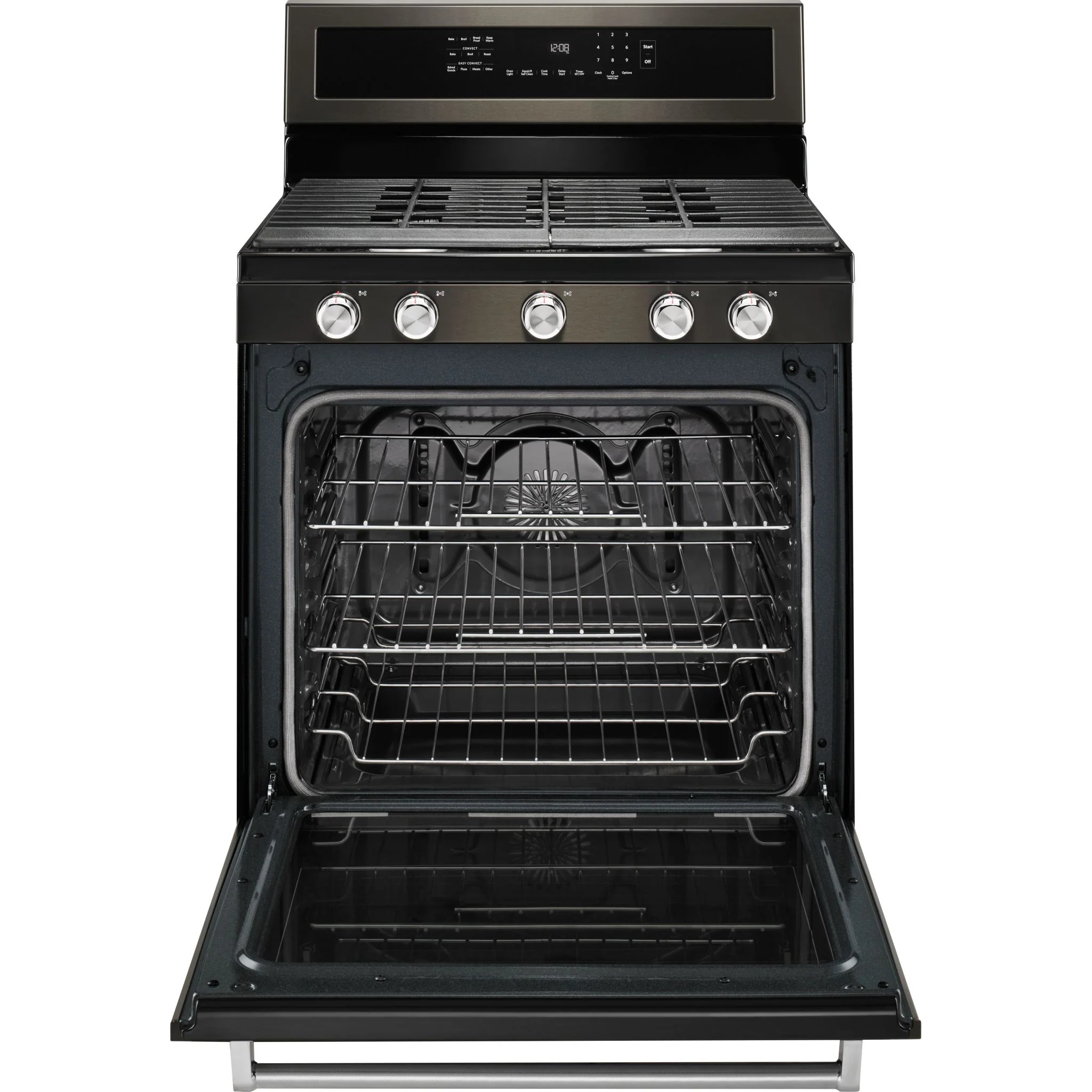 KitchenAid 30" 5-Burner Gas Convection Range - Black Stainless (KFGG500EBS) - Image 2