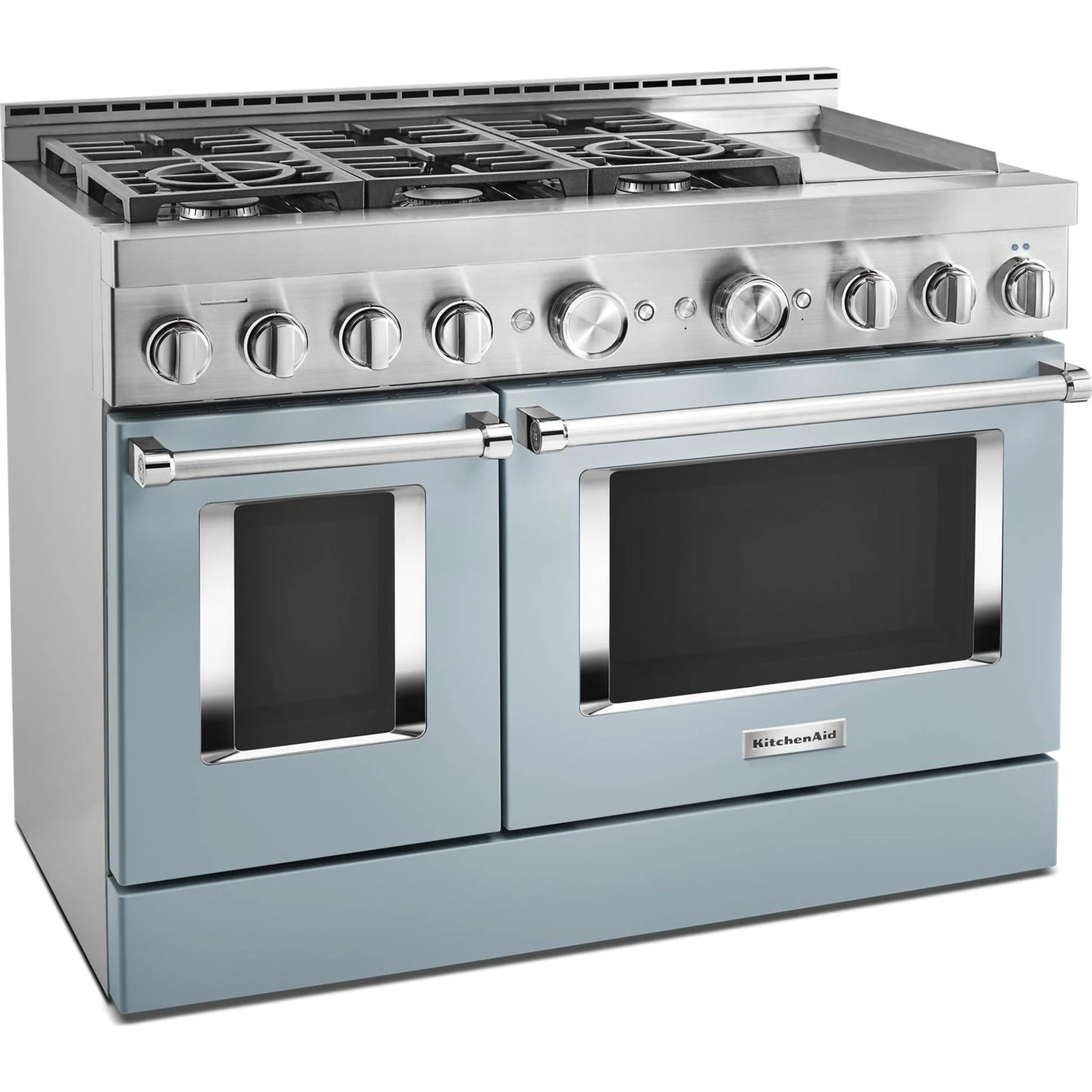 KitchenAid  48'' Smart Commercial-Style Gas Range with Griddle - Misty Blue (KFGC558JMB) - Image 18