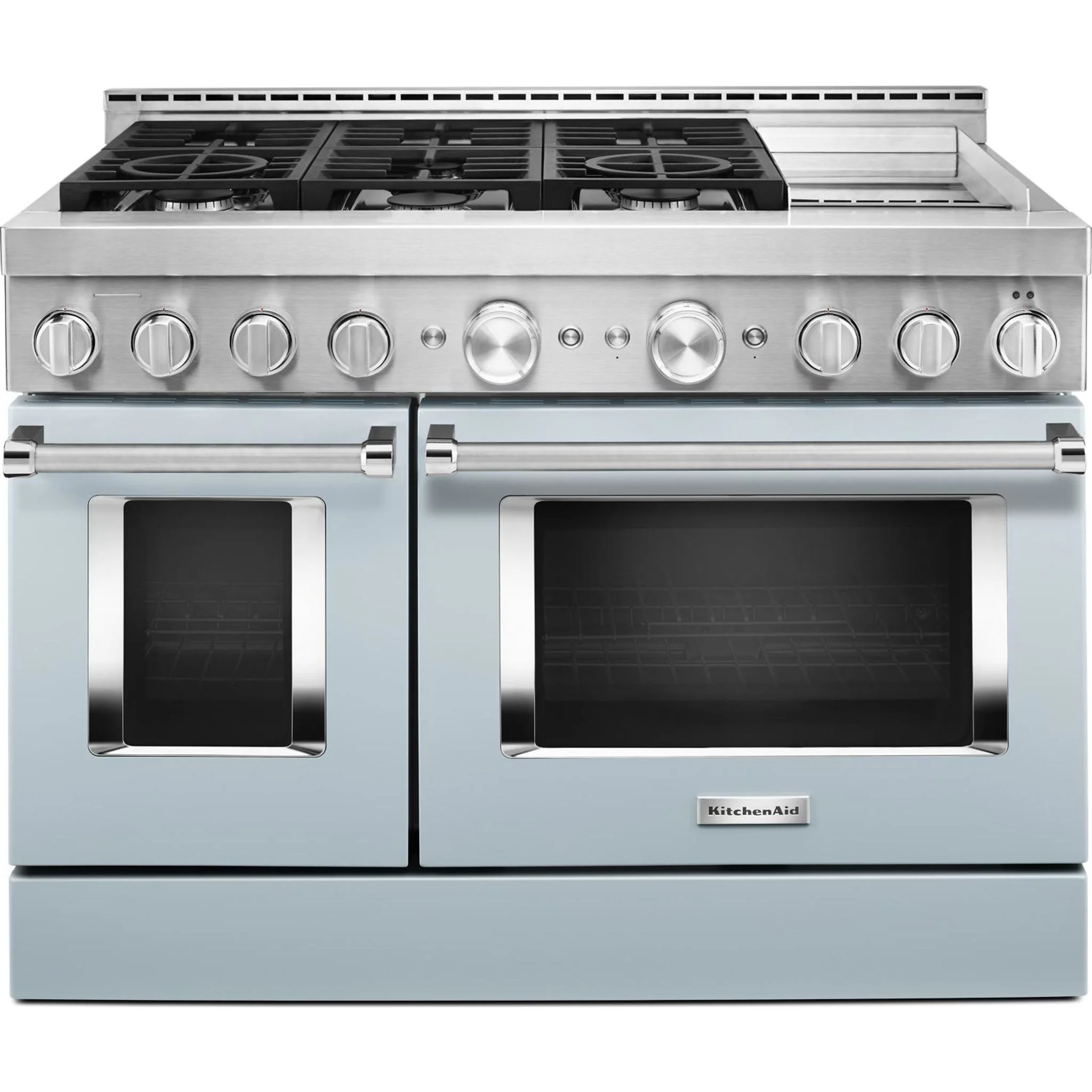 KitchenAid  48'' Smart Commercial-Style Gas Range with Griddle - Misty Blue (KFGC558JMB) - Image 2