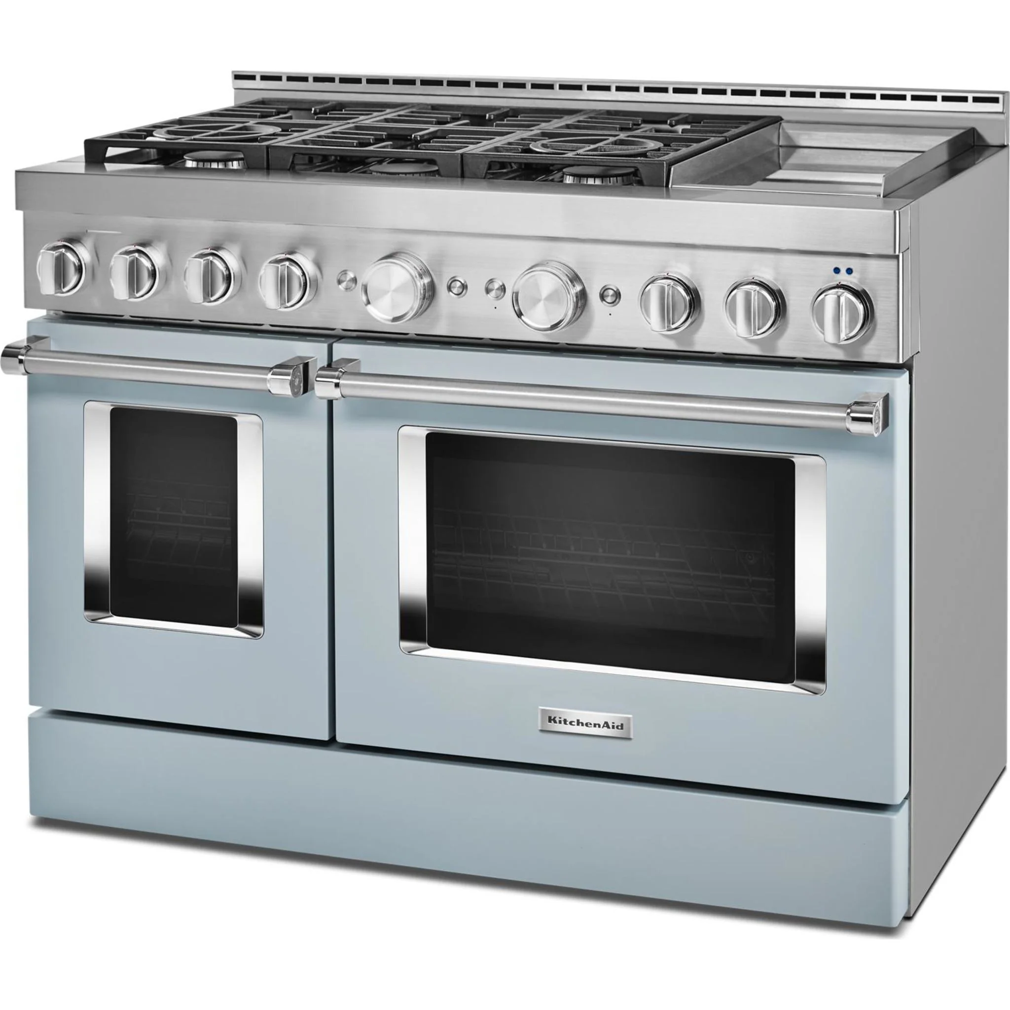 KitchenAid  48'' Smart Commercial-Style Gas Range with Griddle - Misty Blue (KFGC558JMB) - Image 27