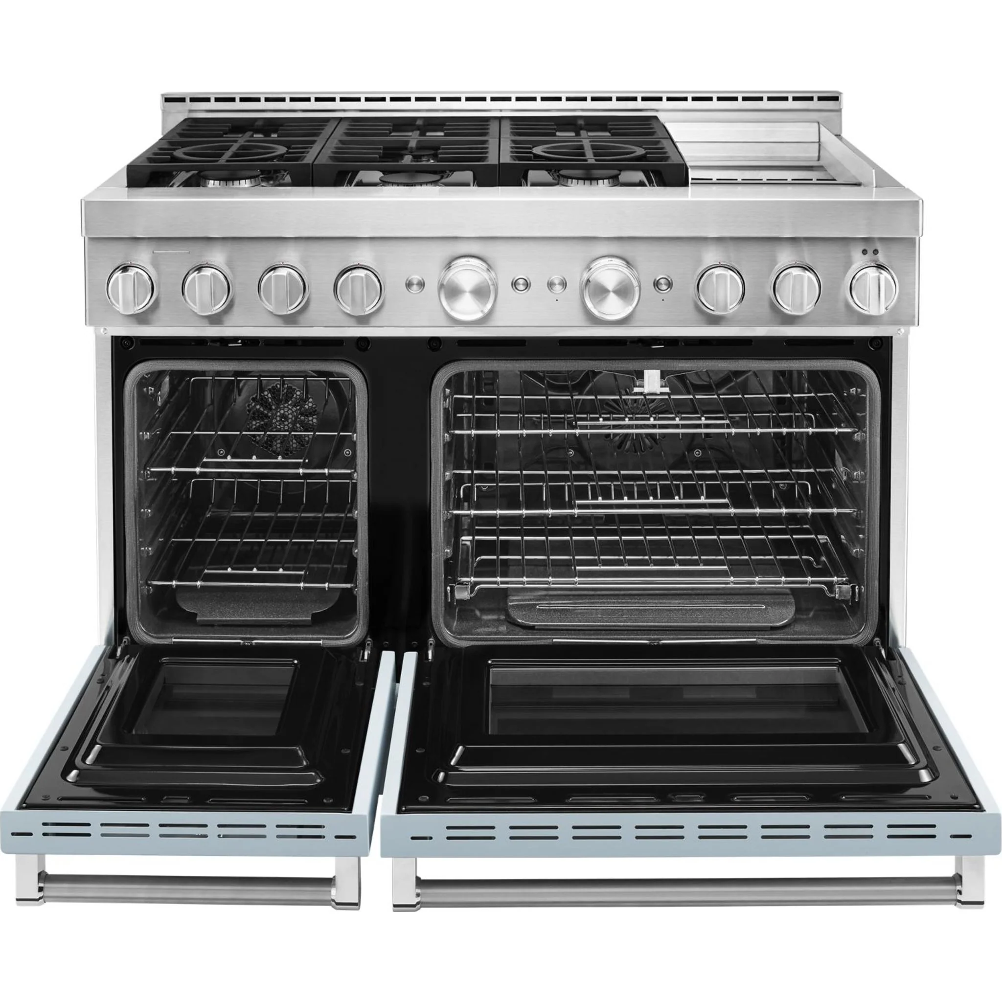 KitchenAid  48'' Smart Commercial-Style Gas Range with Griddle - Misty Blue (KFGC558JMB) - Image 28
