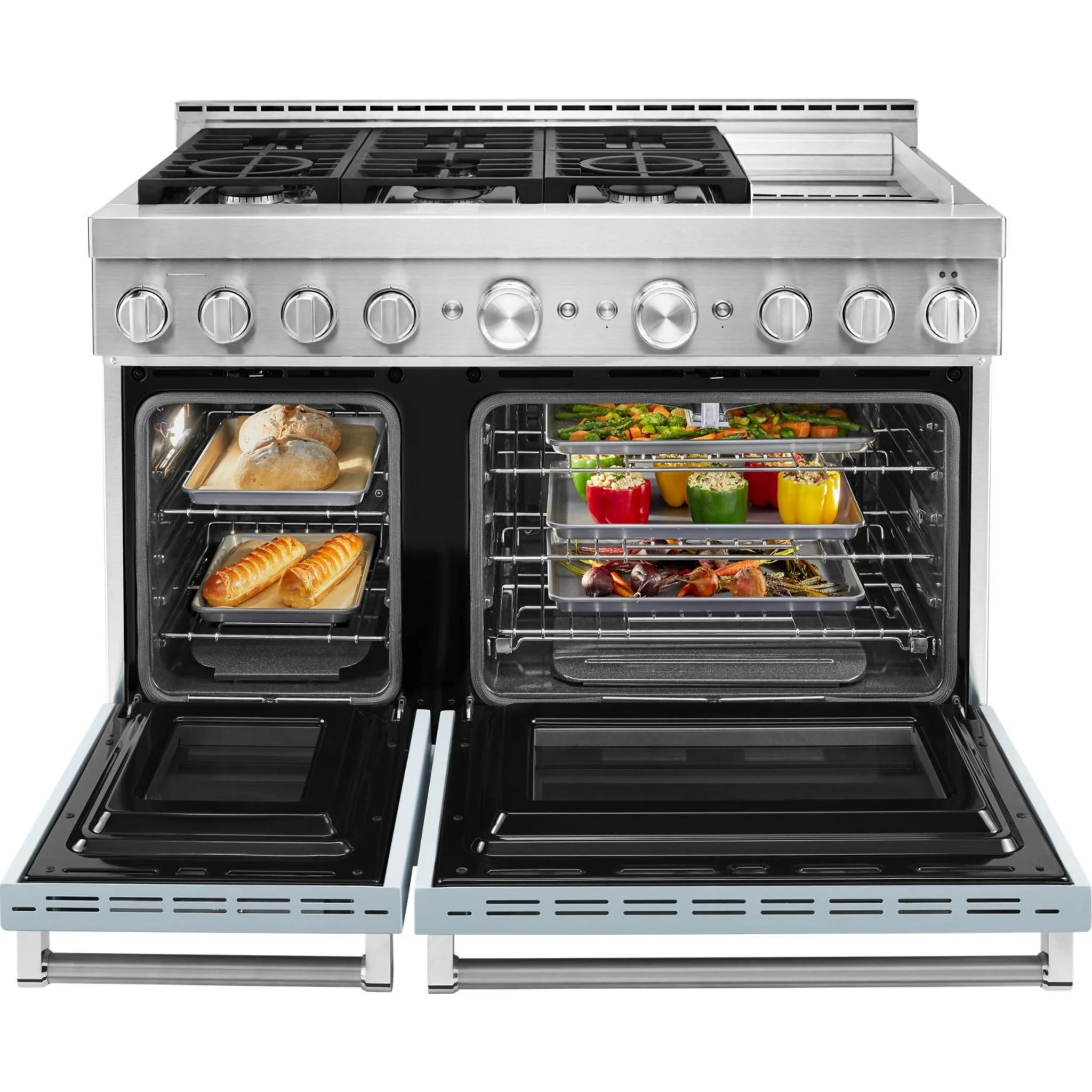 KitchenAid  48'' Smart Commercial-Style Gas Range with Griddle - Misty Blue (KFGC558JMB) - Image 52