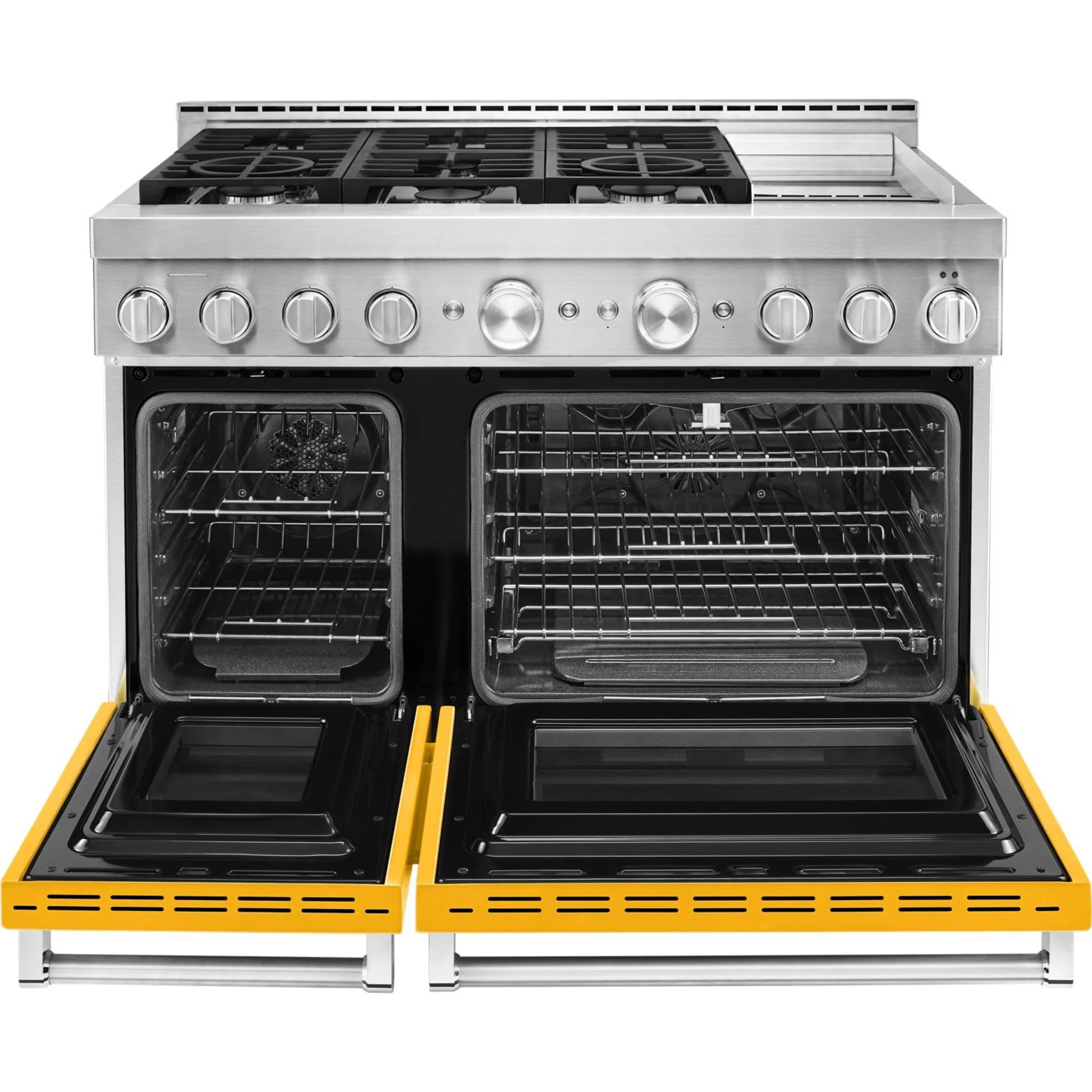 KitchenAid  48'' Smart Commercial-Style Gas Range with Griddle - Yellow Pepper (KFGC558JYP) - Image 10