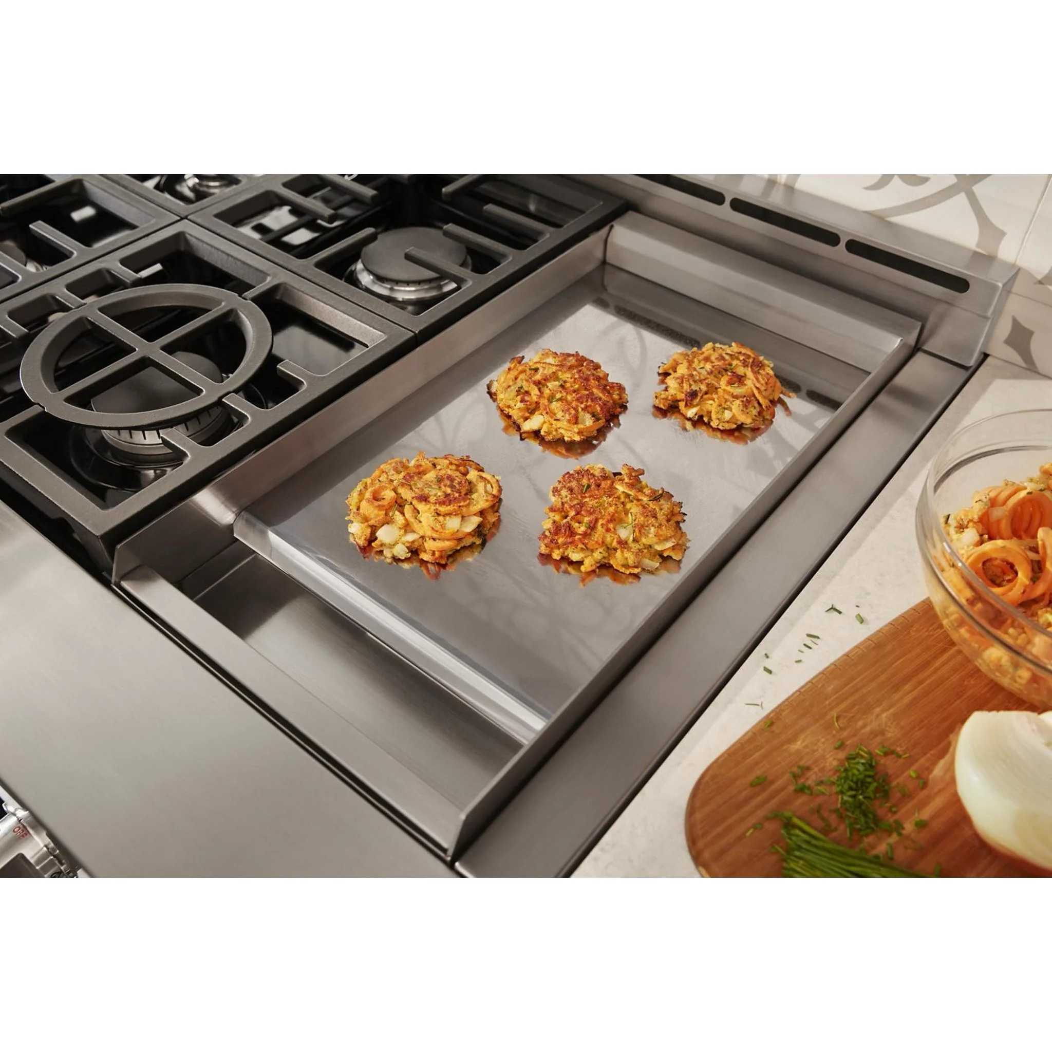 KitchenAid  48'' Smart Commercial-Style Gas Range with Griddle - Yellow Pepper (KFGC558JYP) - Image 13