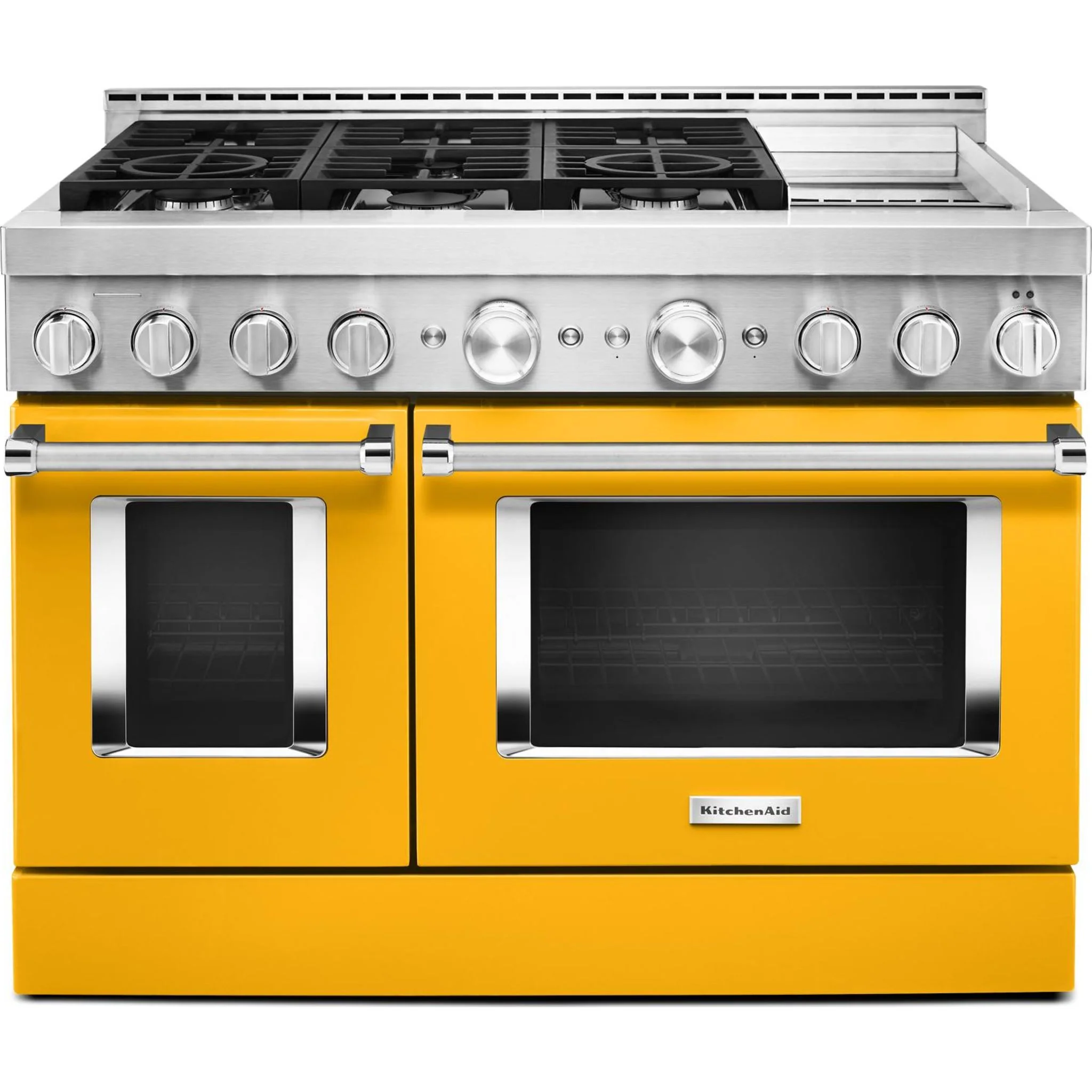 KitchenAid  48'' Smart Commercial-Style Gas Range with Griddle - Yellow Pepper (KFGC558JYP) - Image 2