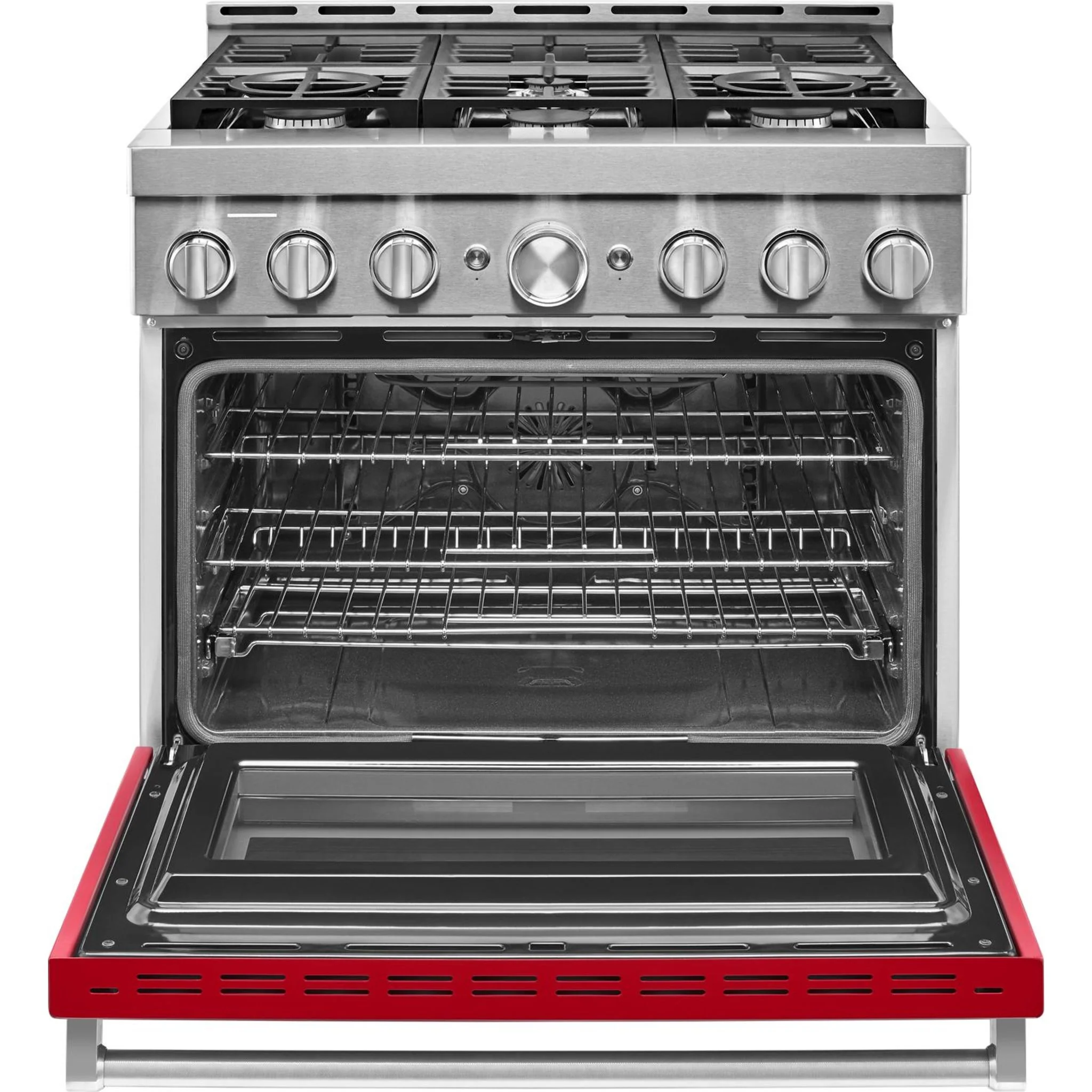 KitchenAid  36'' Smart Commercial-Style Gas Range with 6 Burners - Passion Red (KFGC506JPA) - Image 14
