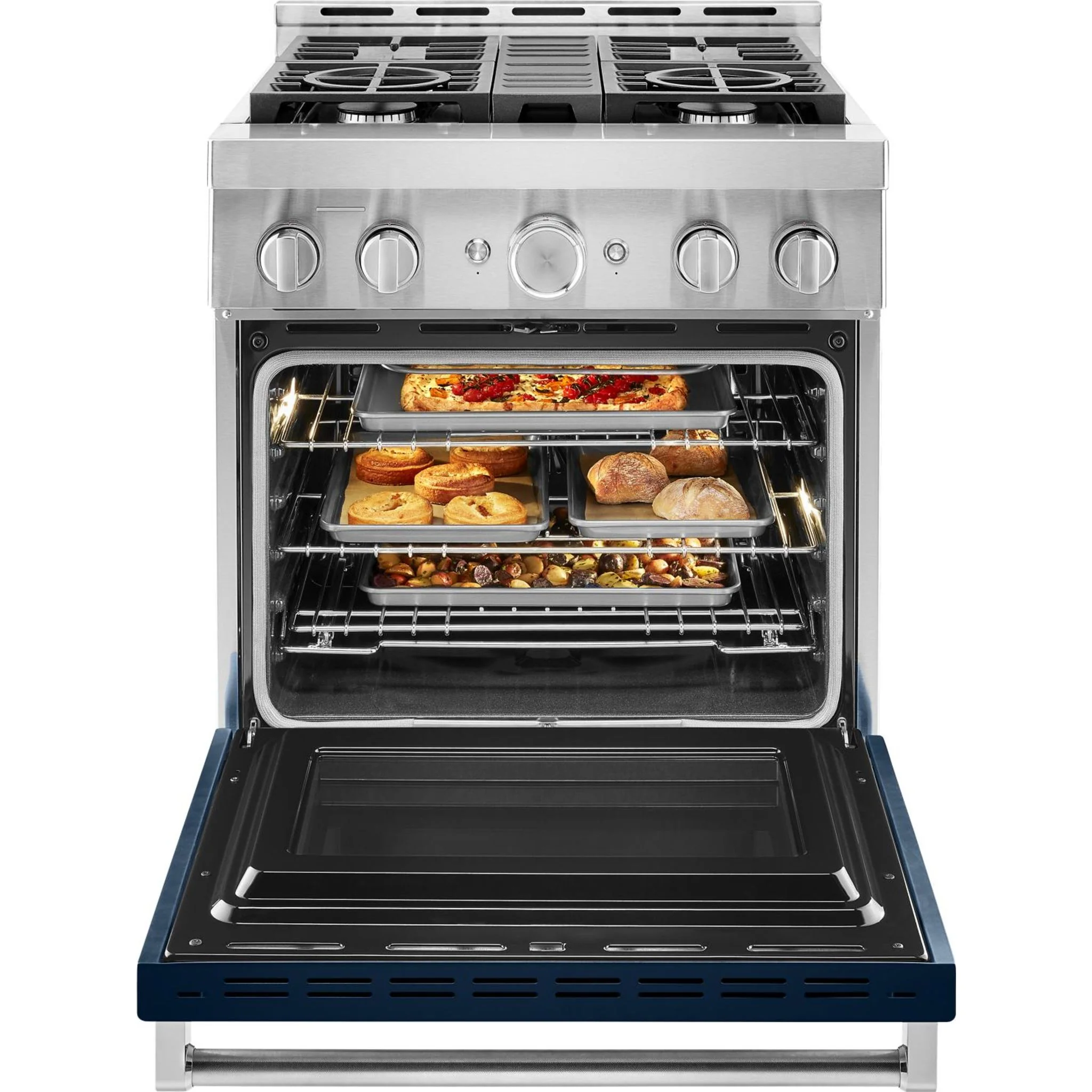 KitchenAid  30'' Smart Commercial-Style Gas Range with 4 Burners - Ink Blue (KFGC500JIB) - Image 9
