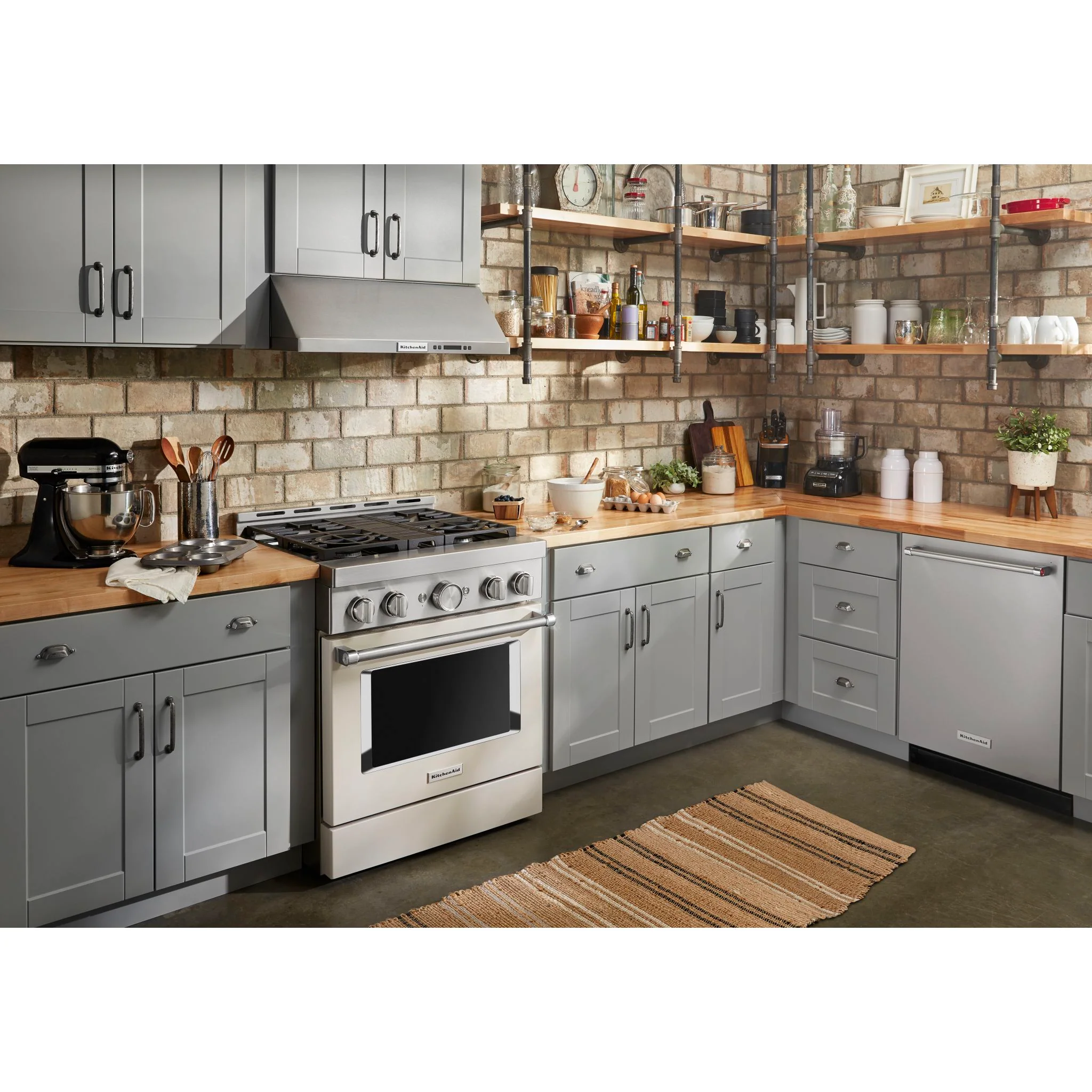 KitchenAid  30'' Smart Commercial-Style Gas Range with 4 Burners - Milkshake (KFGC500JMH) - Image 2