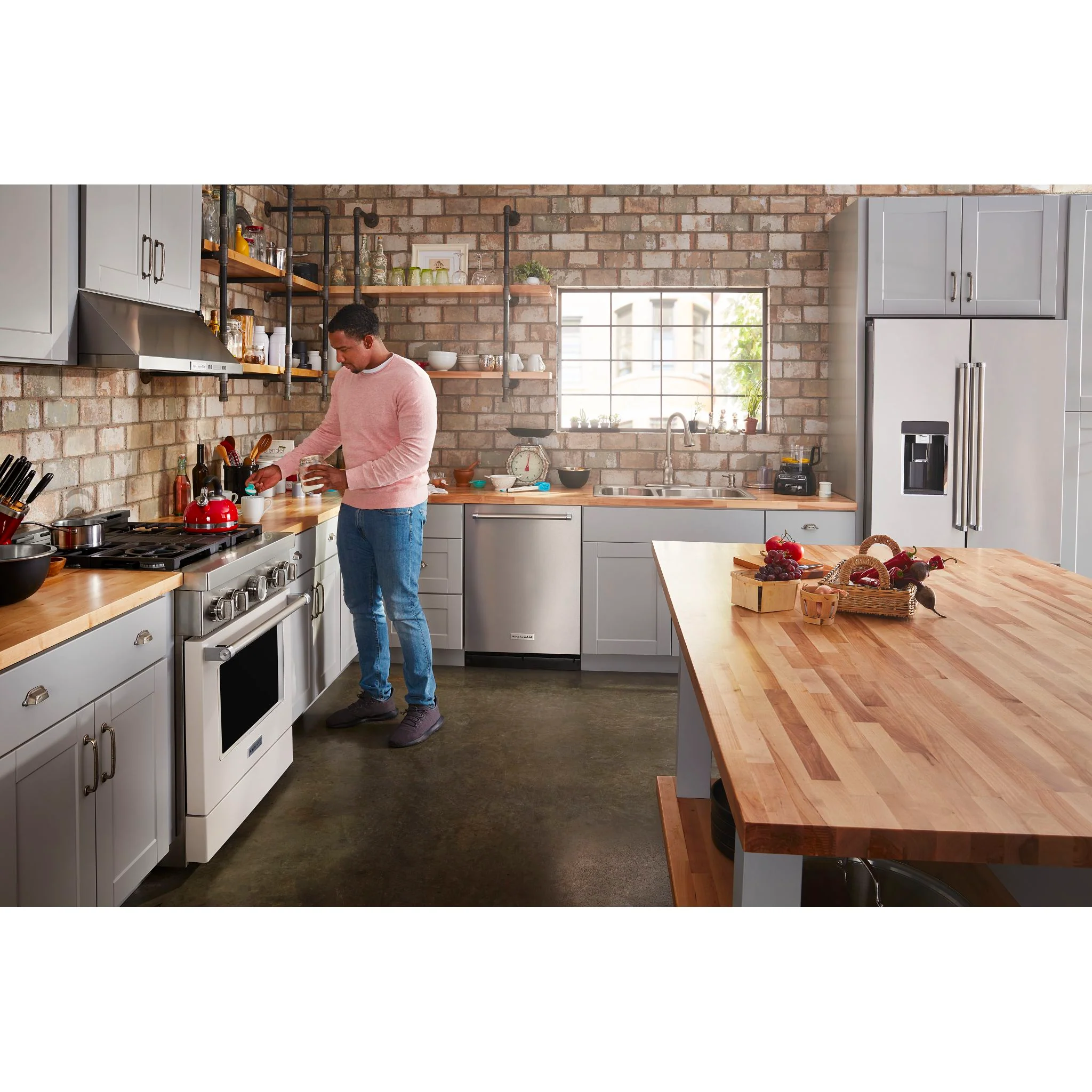 KitchenAid  30'' Smart Commercial-Style Gas Range with 4 Burners - Milkshake (KFGC500JMH) - Image 3