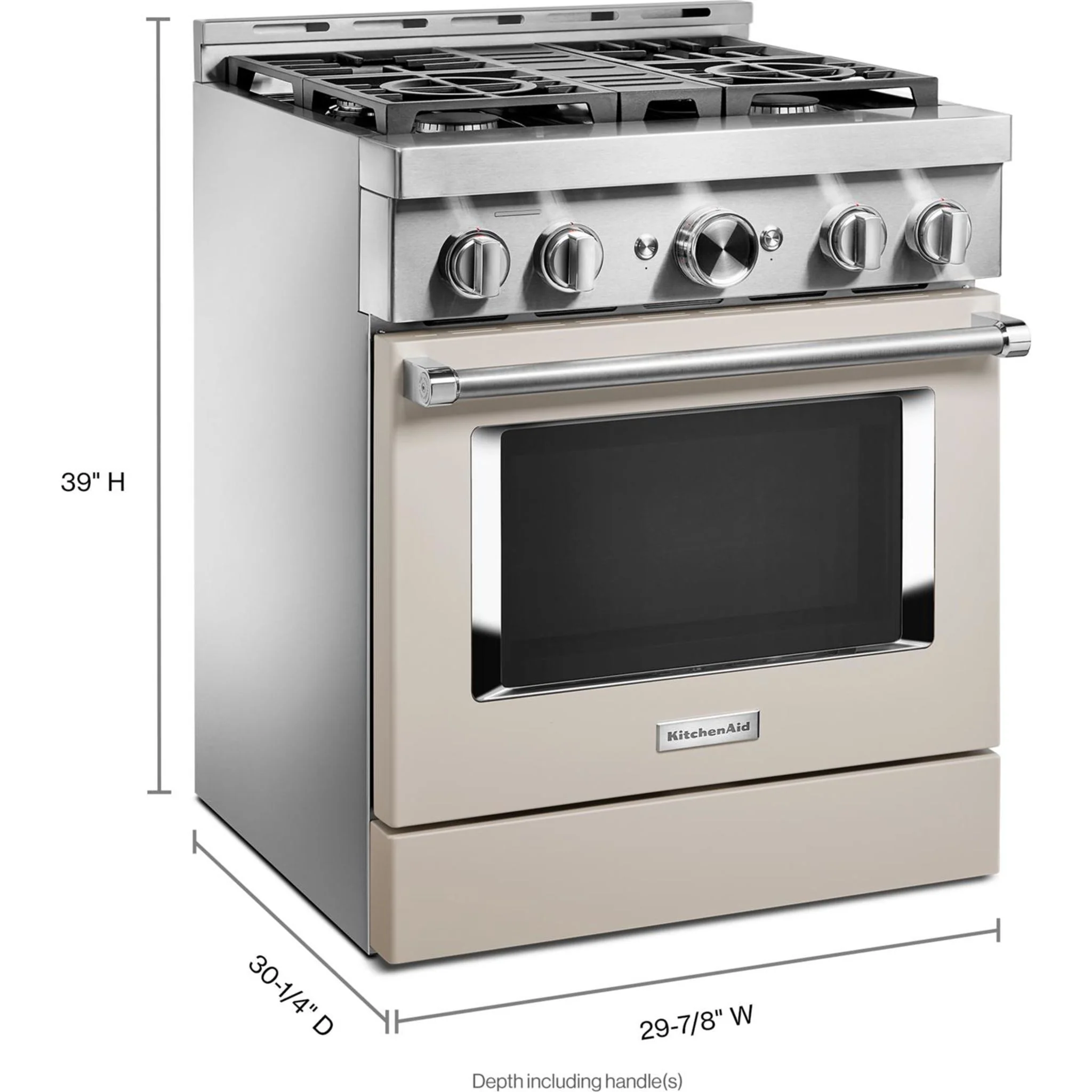 KitchenAid  30'' Smart Commercial-Style Gas Range with 4 Burners - Milkshake (KFGC500JMH) - Image 5