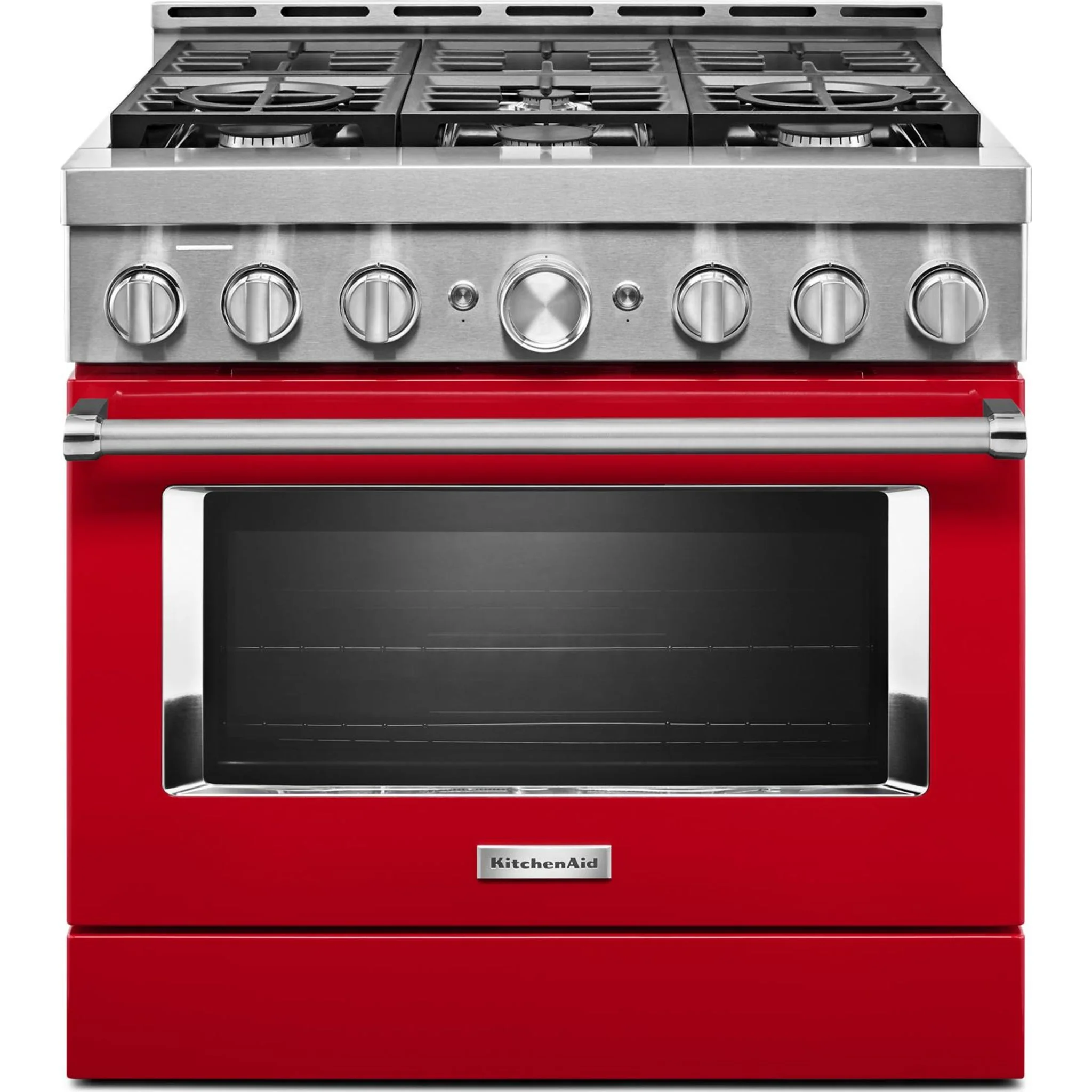 KitchenAid  36'' Smart Commercial-Style Gas Range with 6 Burners - Passion Red (KFGC506JPA) - Image 2