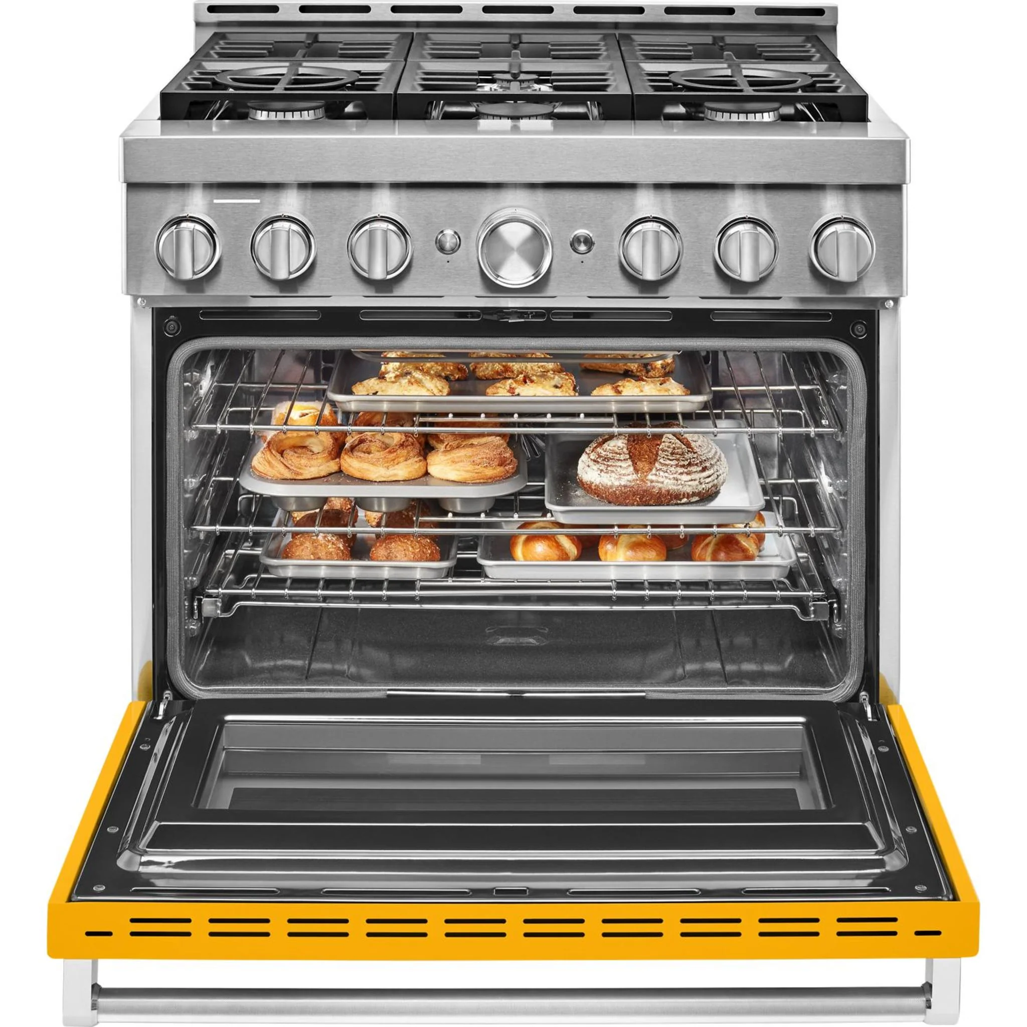 KitchenAid  36'' Smart Commercial-Style Gas Range with 6 Burners - Yellow Pepper (KFGC506JYP) - Image 12