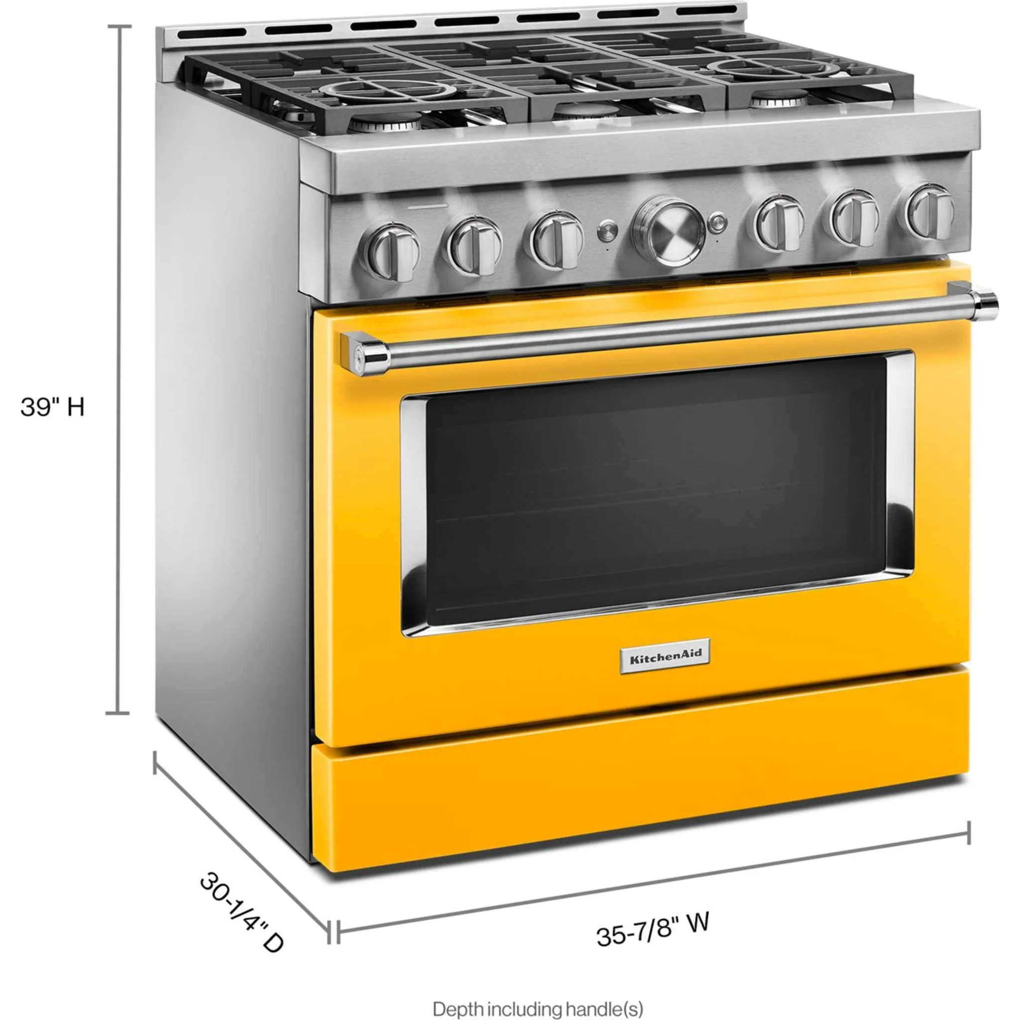 KitchenAid  36'' Smart Commercial-Style Gas Range with 6 Burners - Yellow Pepper (KFGC506JYP) - Image 4