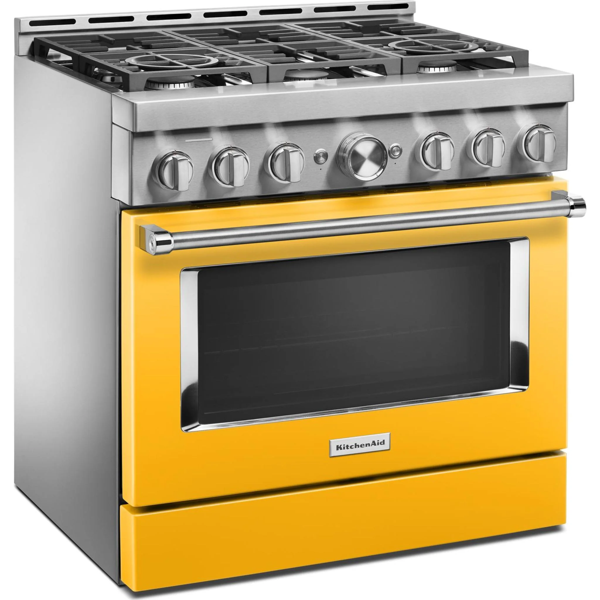 KitchenAid  36'' Smart Commercial-Style Gas Range with 6 Burners - Yellow Pepper (KFGC506JYP) - Image 7