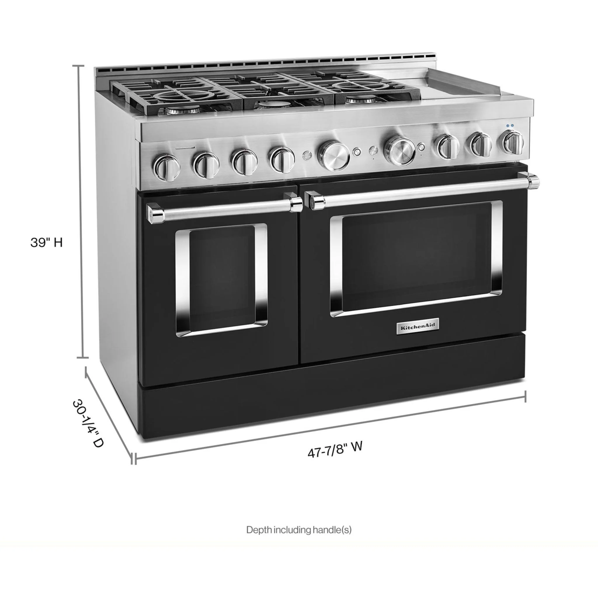 KitchenAid  48'' Smart Commercial-Style Gas Range with Griddle - Imperial Black (KFGC558JBK) - Image 3