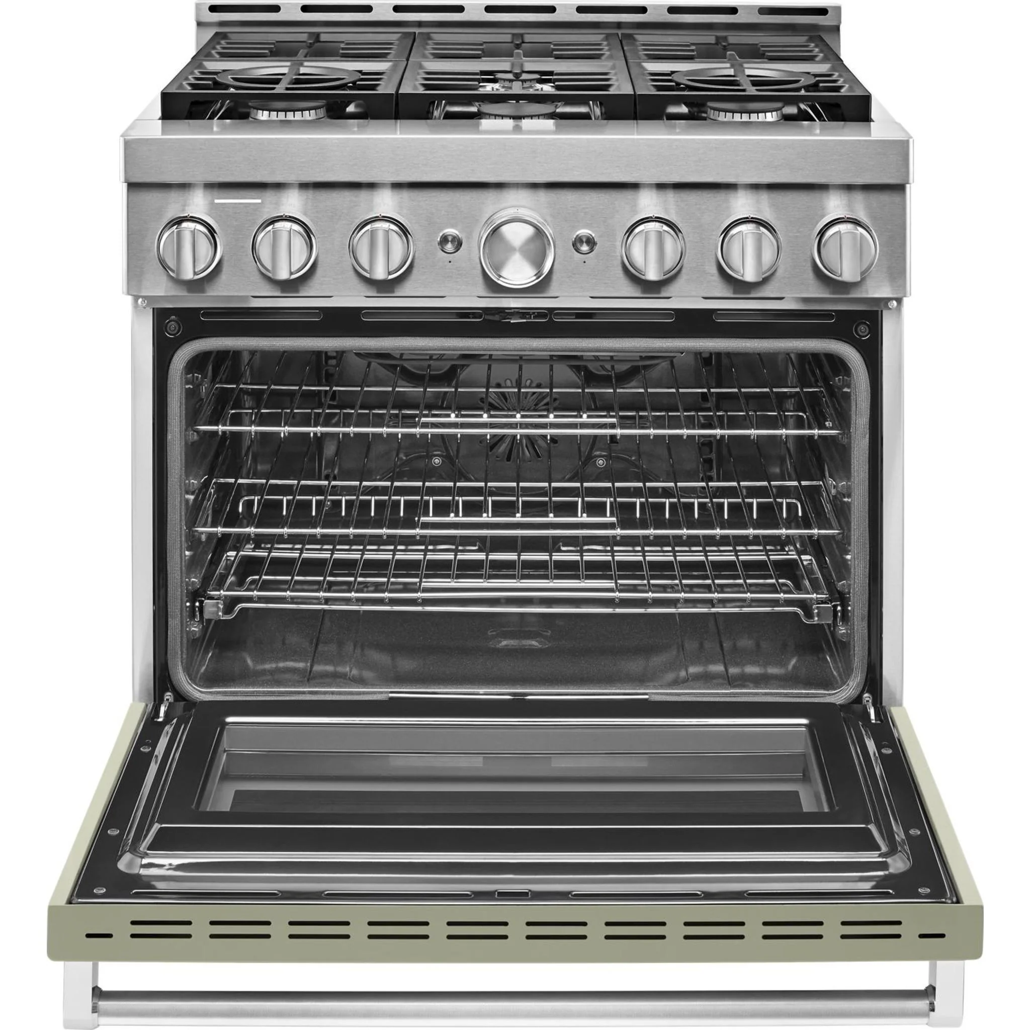KitchenAid  36'' Smart Commercial-Style Gas Range with 6 Burners - Avocado Cream - Passion Red (KFGC506JAV) - Image 16