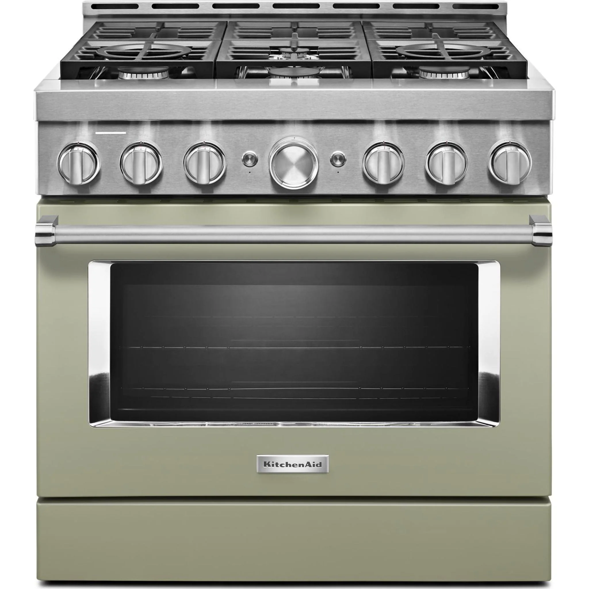 KitchenAid  36'' Smart Commercial-Style Gas Range with 6 Burners - Avocado Cream - Passion Red (KFGC506JAV) - Image 29