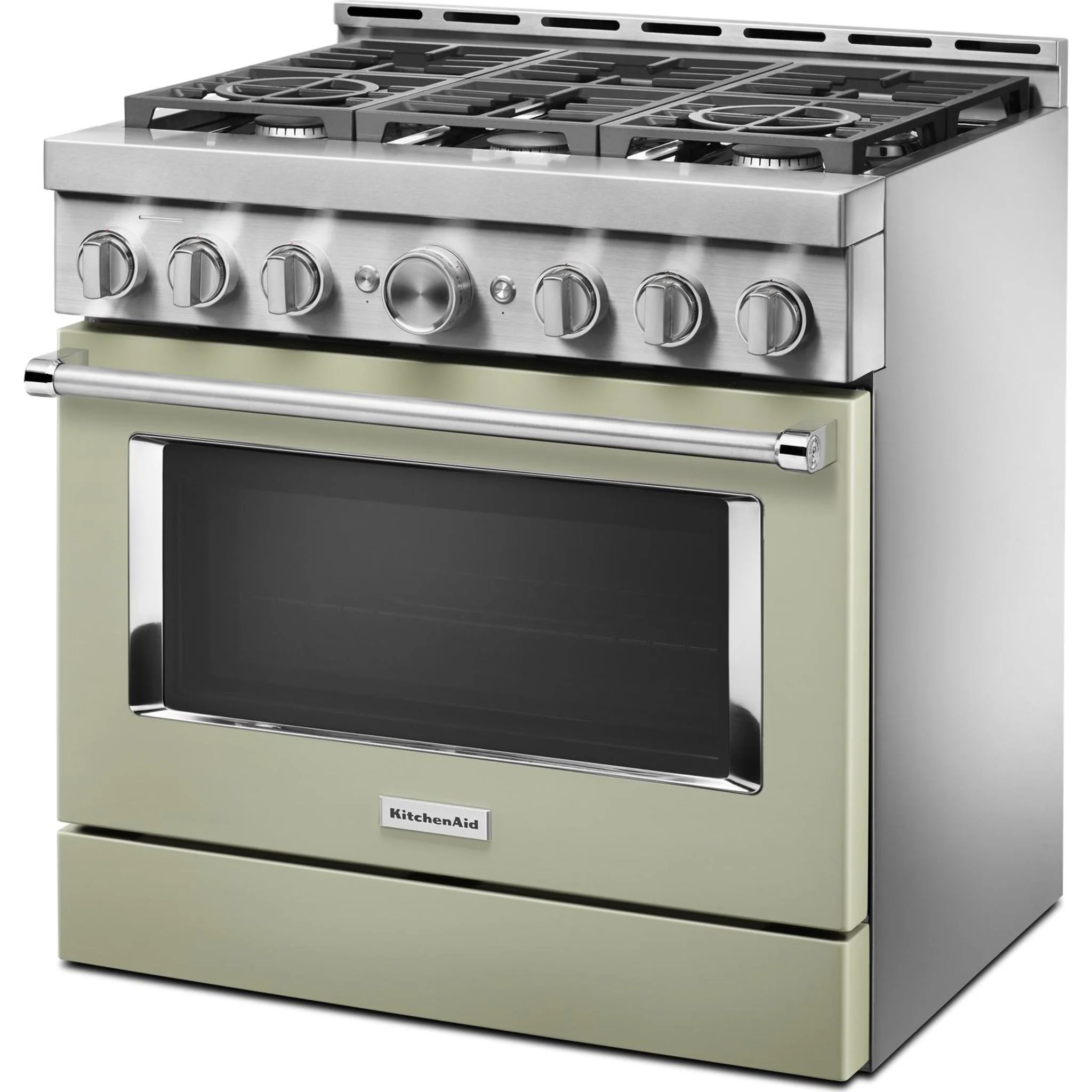 KitchenAid  36'' Smart Commercial-Style Gas Range with 6 Burners - Avocado Cream - Passion Red (KFGC506JAV) - Image 42