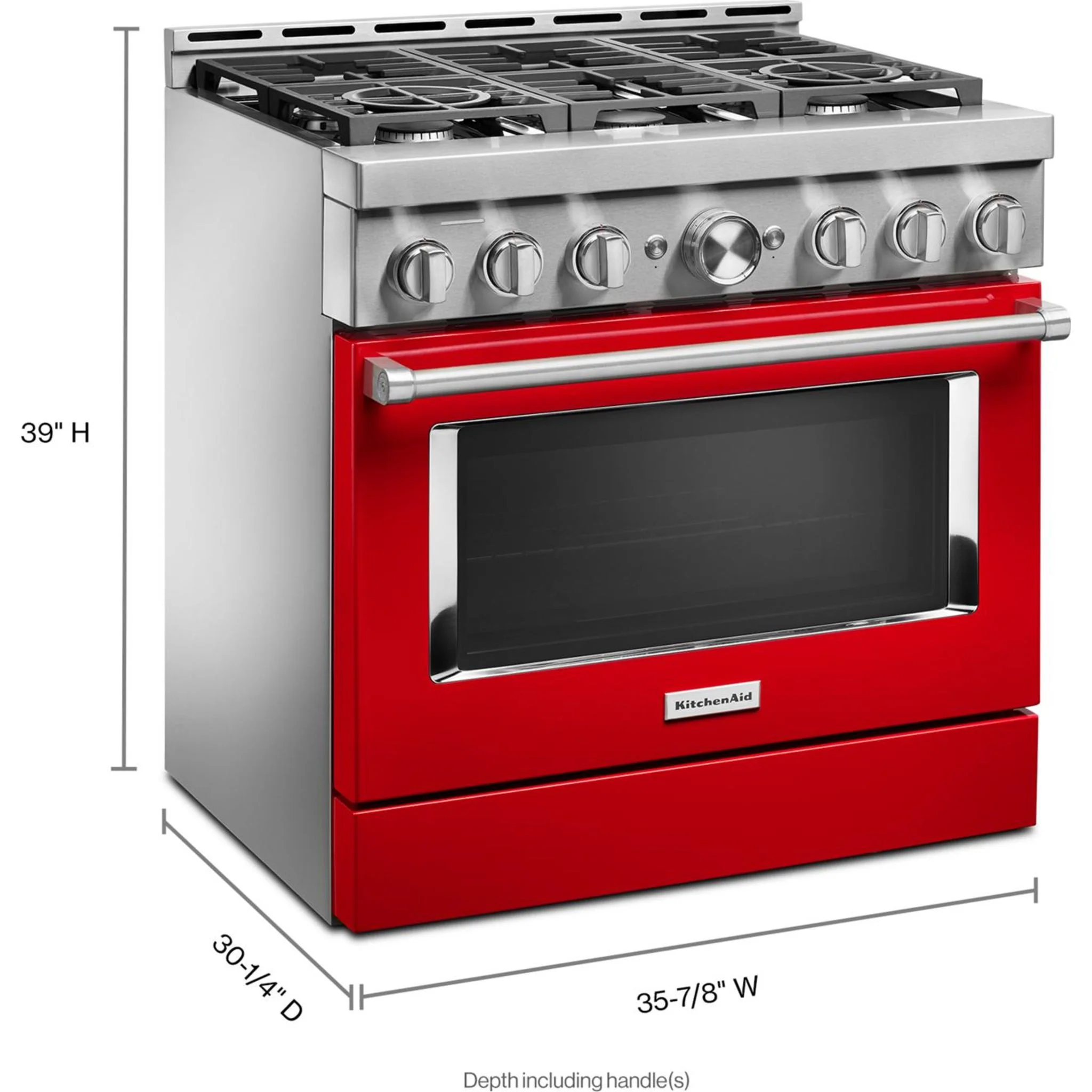 KitchenAid  36'' Smart Commercial-Style Gas Range with 6 Burners - Passion Red (KFGC506JPA) - Image 64