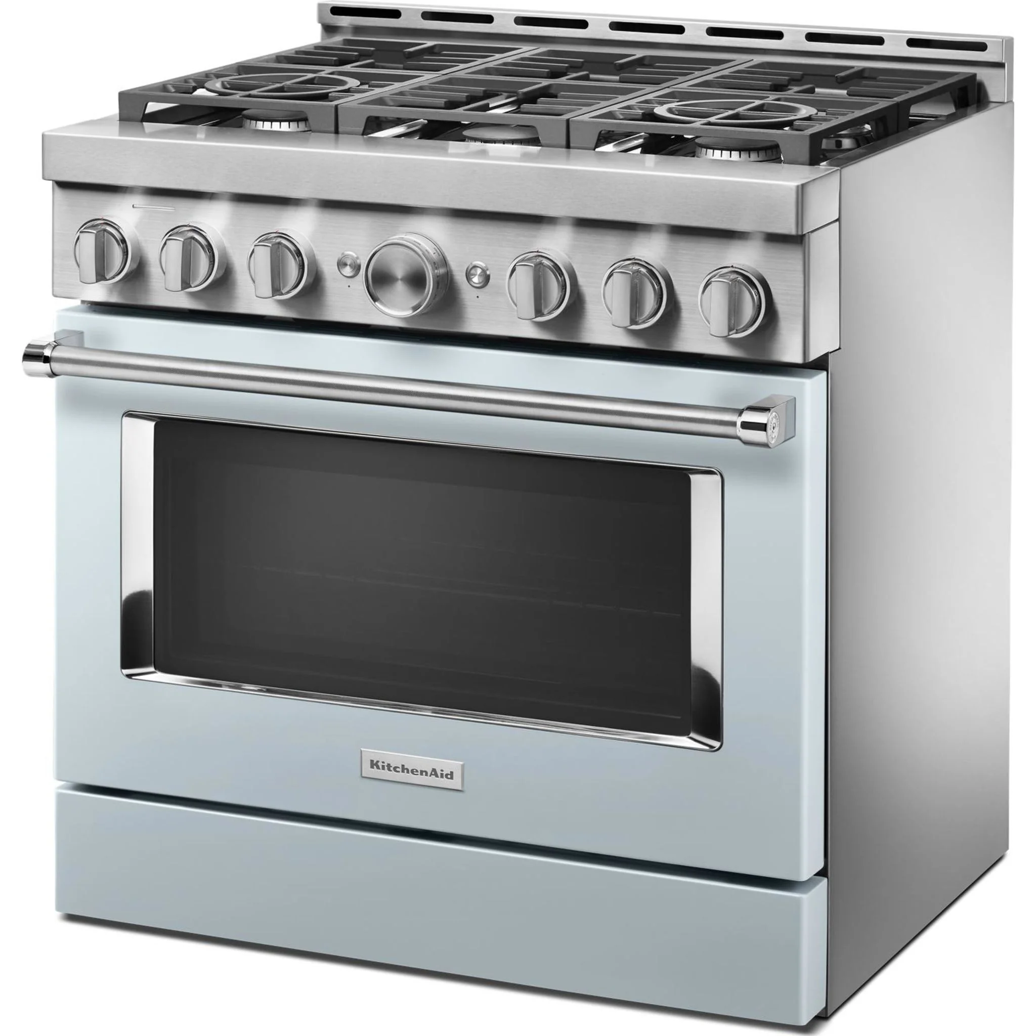 KitchenAid  36'' Smart Commercial-Style Gas Range with 6 Burners - Misty Blue (KFGC506JMB) - Image 14