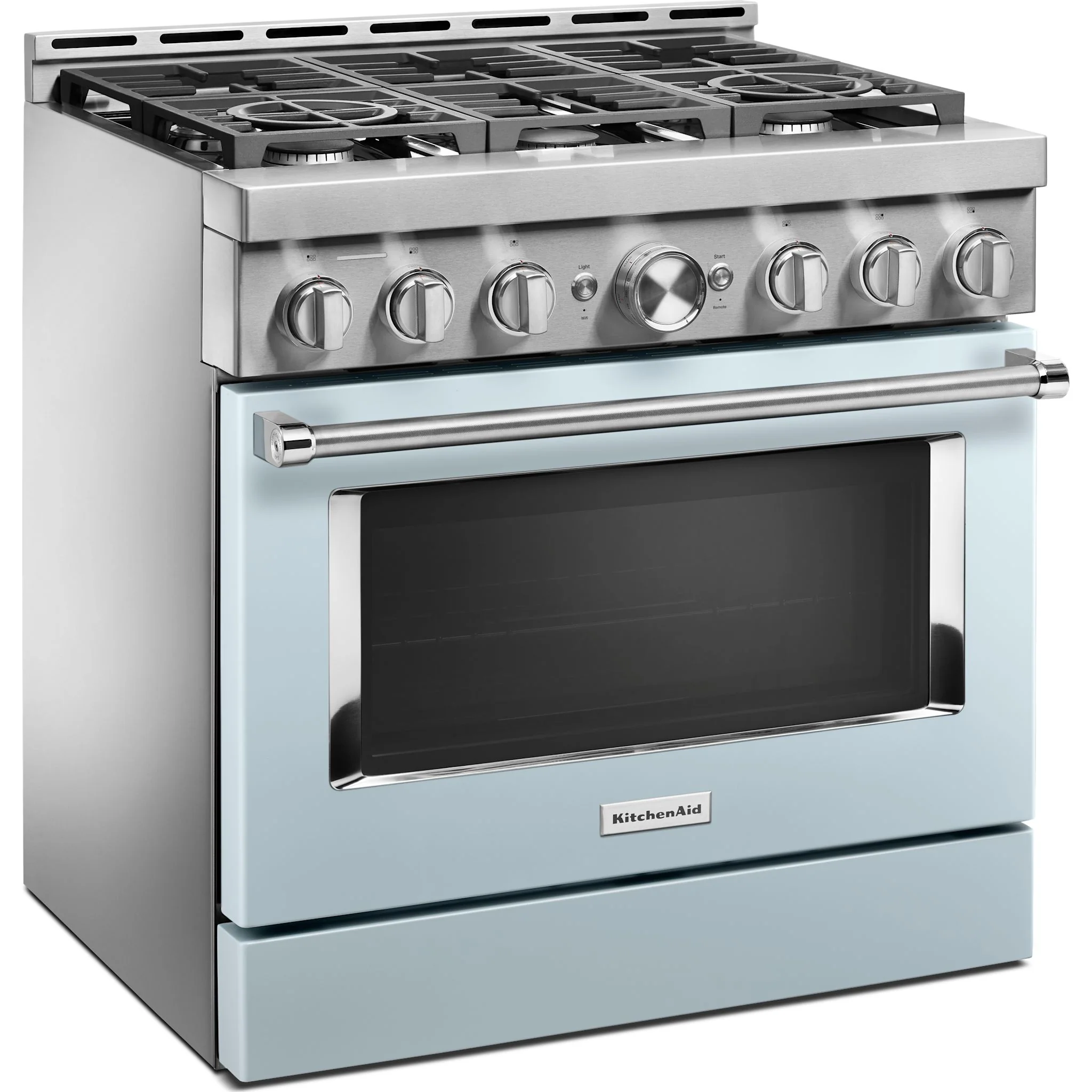 KitchenAid  36'' Smart Commercial-Style Gas Range with 6 Burners - Misty Blue (KFGC506JMB) - Image 2