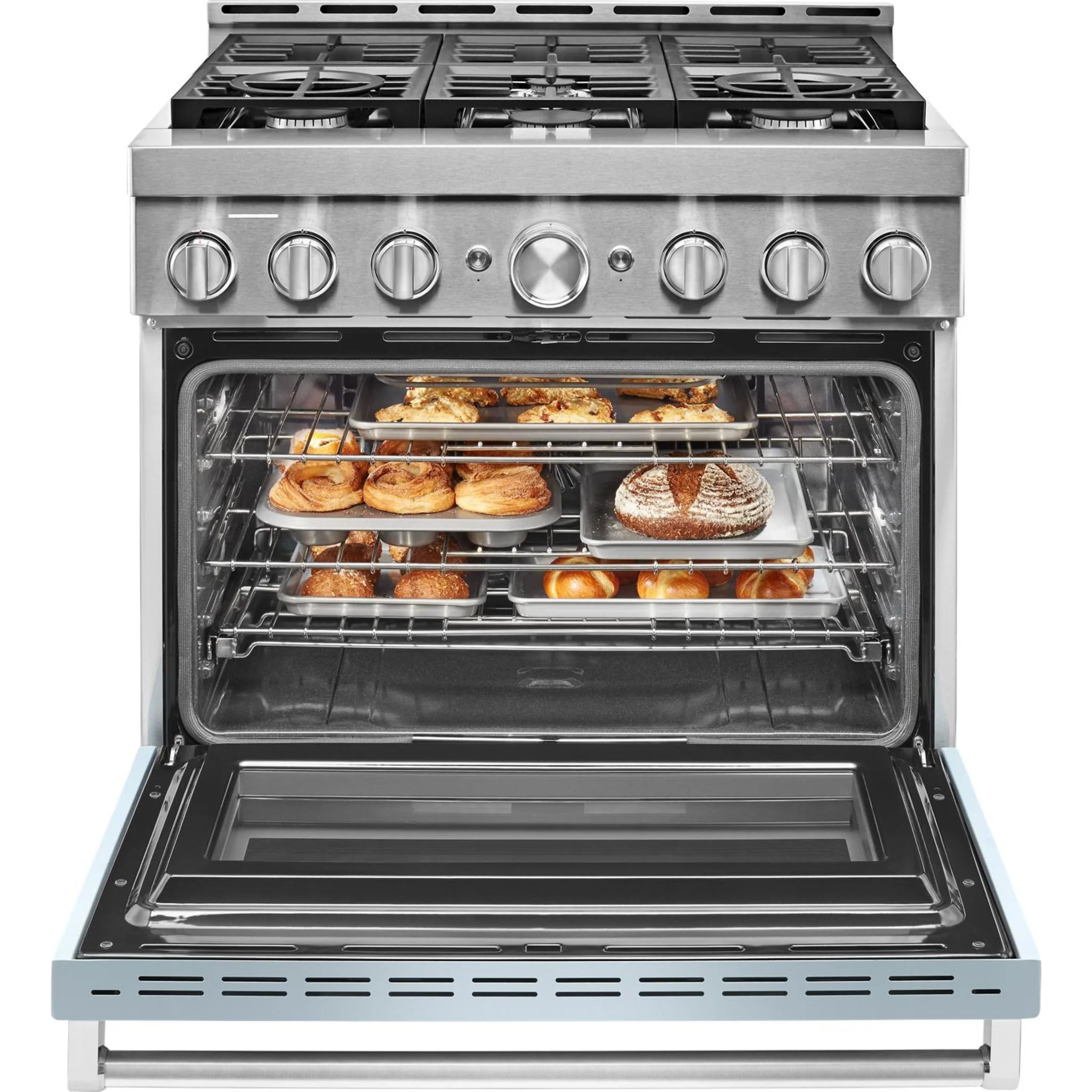 KitchenAid  36'' Smart Commercial-Style Gas Range with 6 Burners - Misty Blue (KFGC506JMB) - Image 39