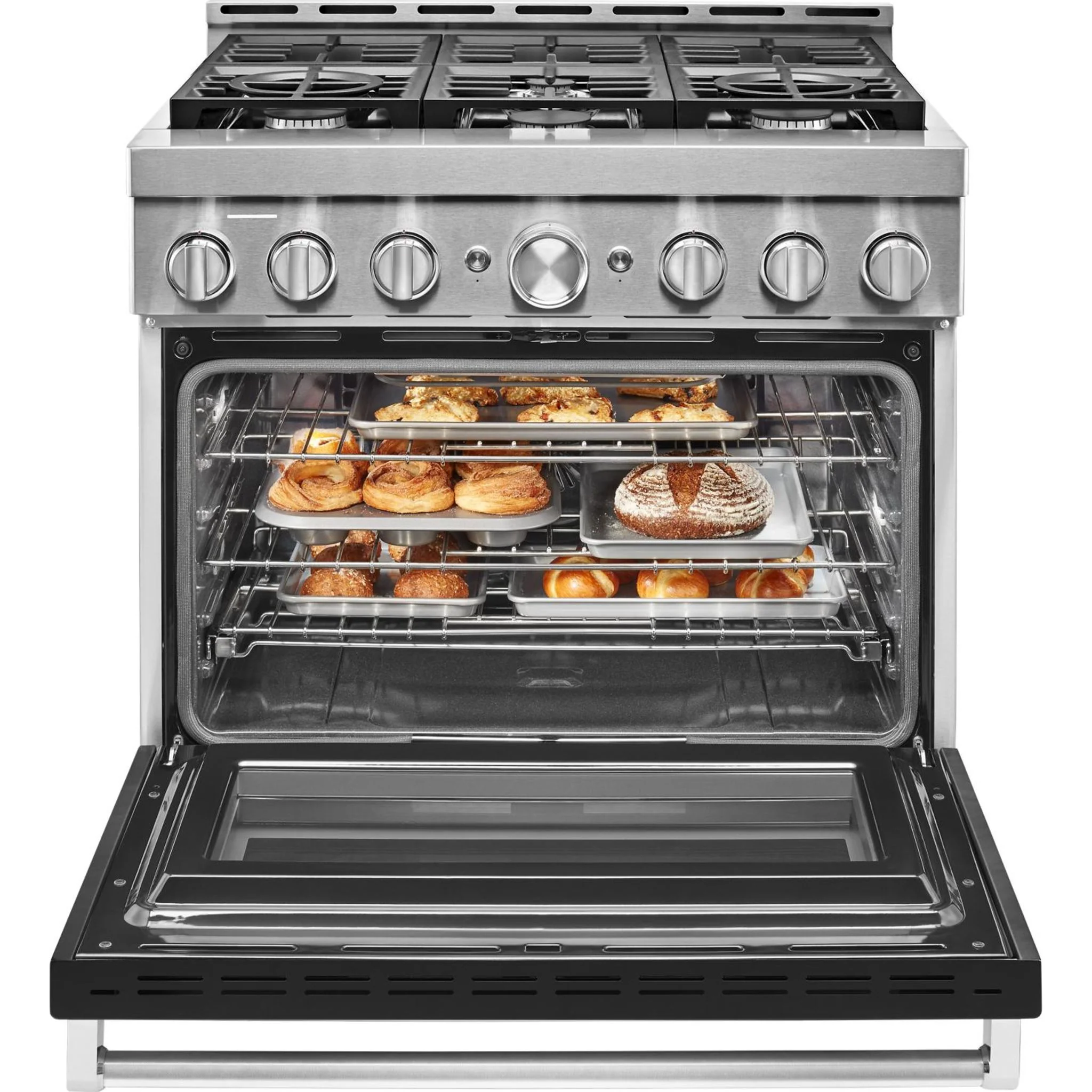KitchenAid  36'' Smart Commercial-Style Gas Range with 6 Burners - Imperial Black (KFGC506JBK) - Image 16