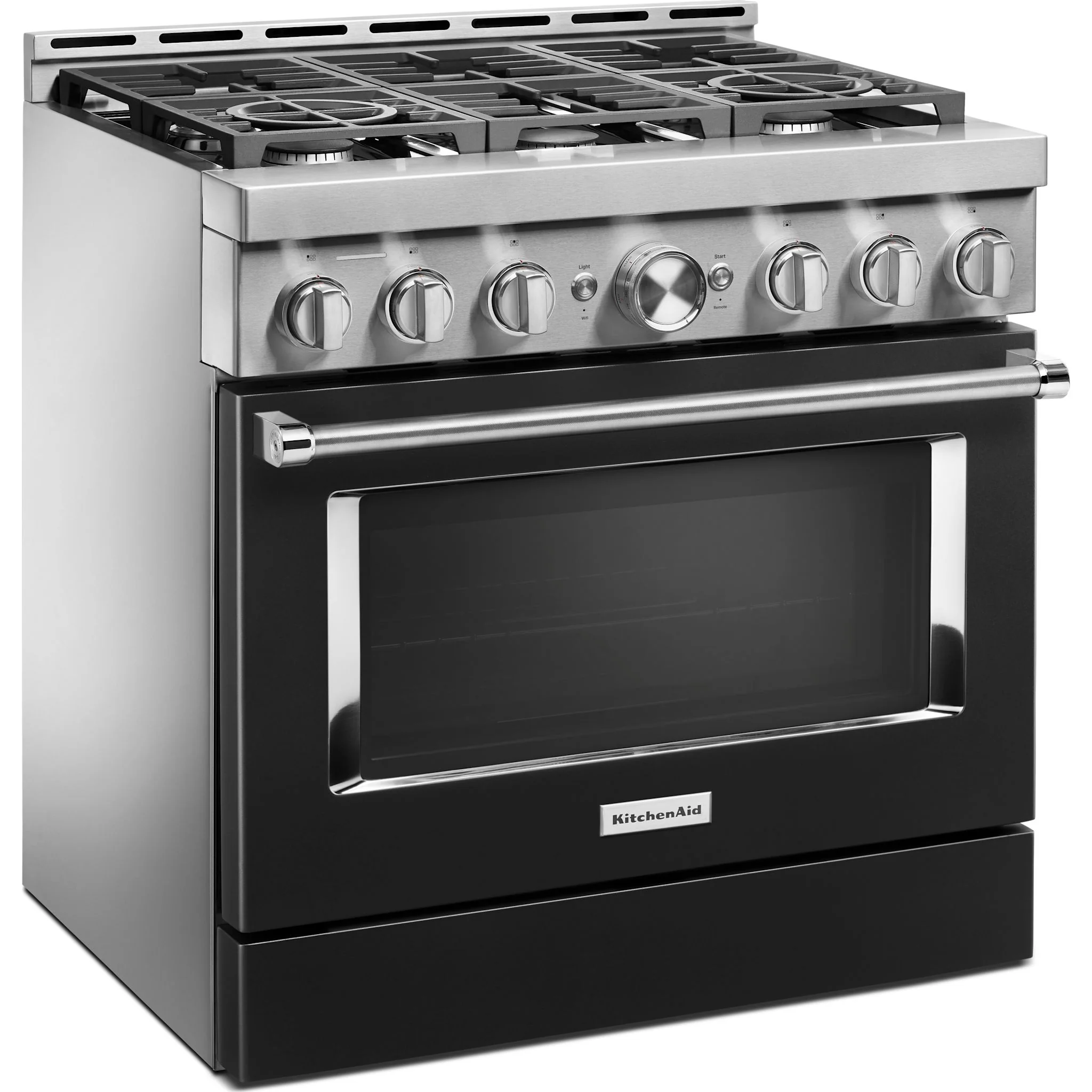 KitchenAid  36'' Smart Commercial-Style Gas Range with 6 Burners - Imperial Black (KFGC506JBK) - Image 2
