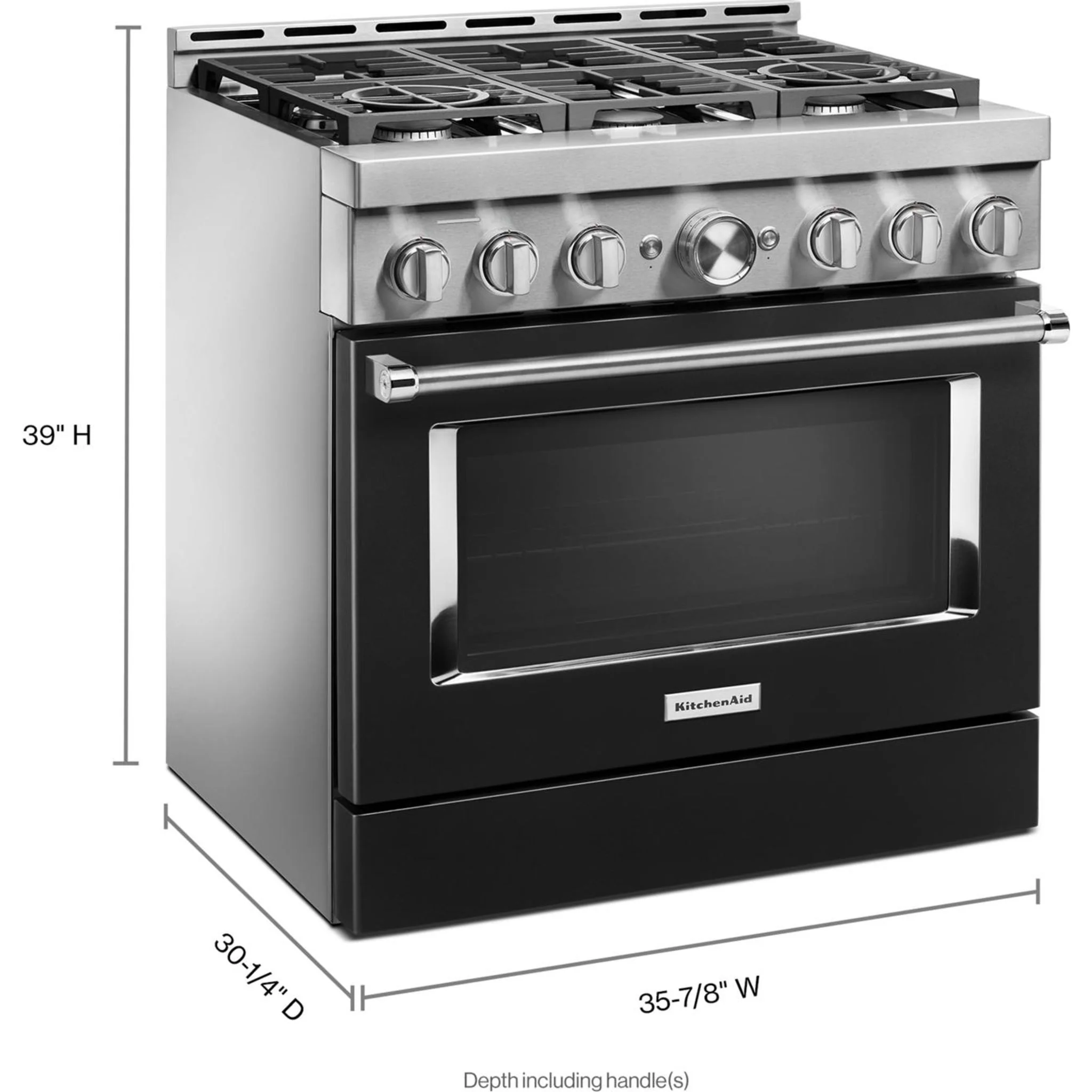 KitchenAid  36'' Smart Commercial-Style Gas Range with 6 Burners - Imperial Black (KFGC506JBK) - Image 4