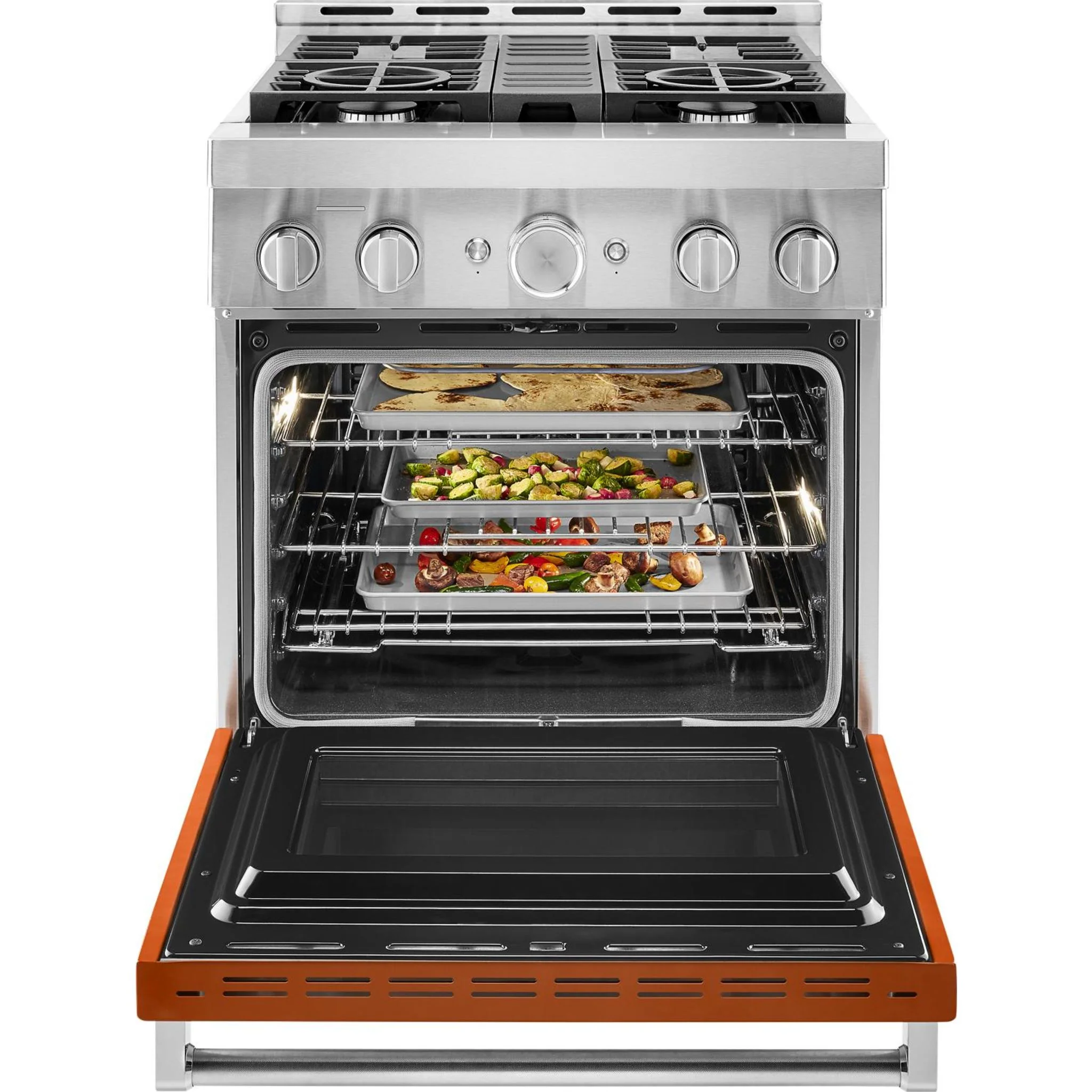 KitchenAid  30'' Smart Commercial-Style Gas Range with 4 Burners - Scorched Orange (KFGC500JSC) - Image 21