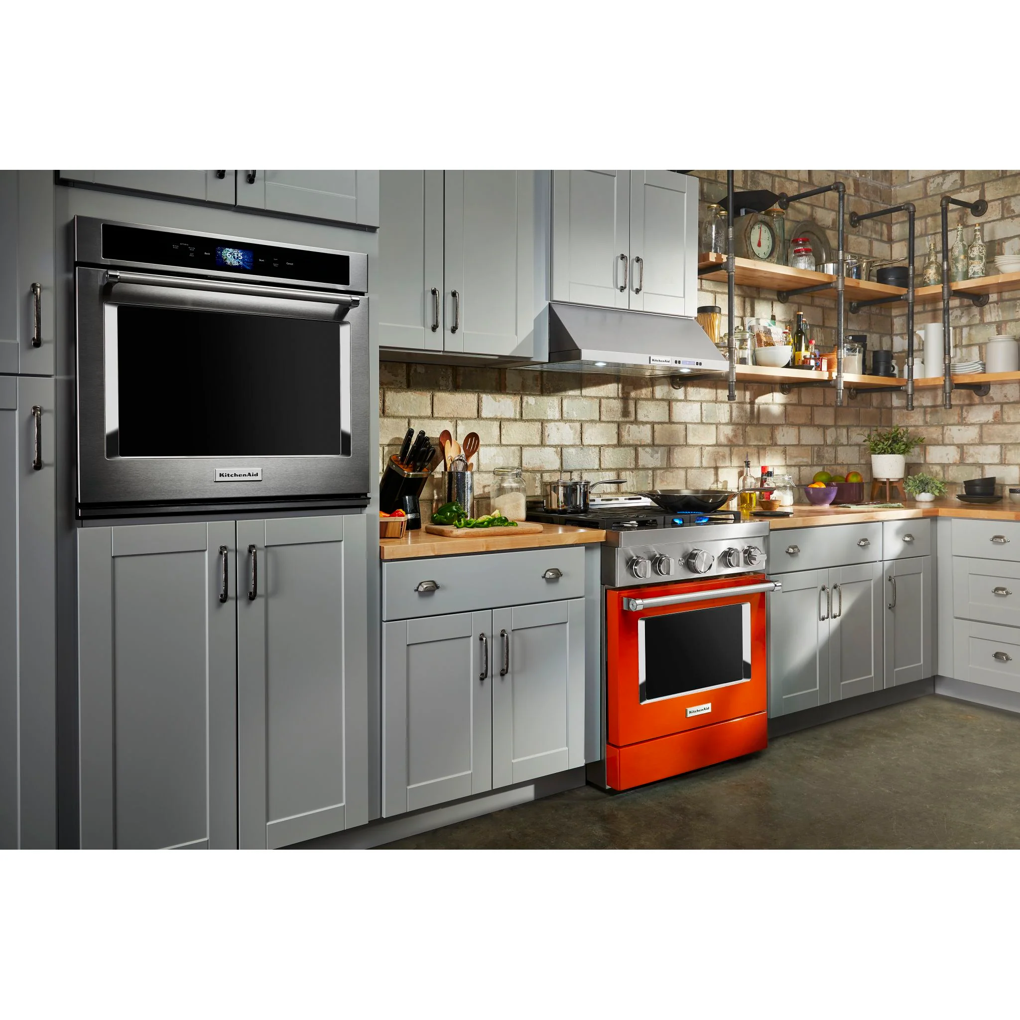 KitchenAid  30'' Smart Commercial-Style Gas Range with 4 Burners - Scorched Orange (KFGC500JSC) - Image 3