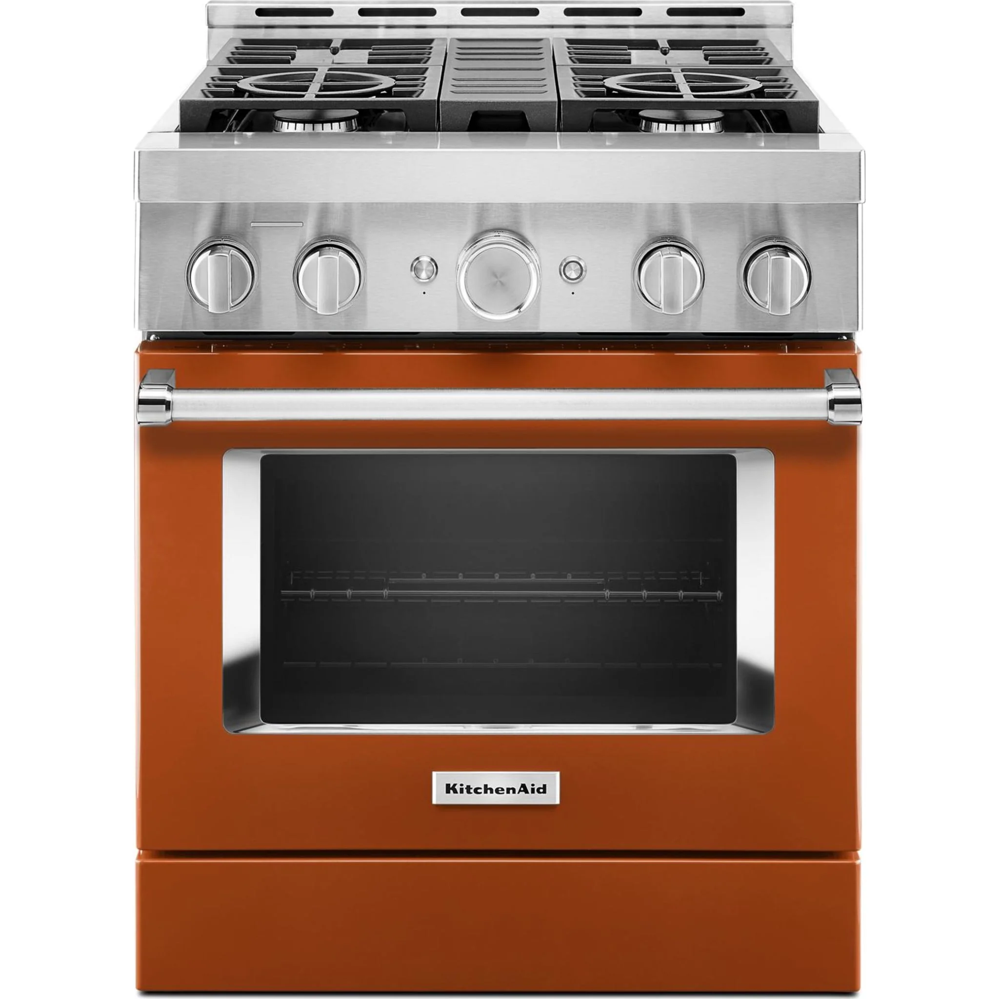KitchenAid  30'' Smart Commercial-Style Gas Range with 4 Burners - Scorched Orange (KFGC500JSC) - Image 4