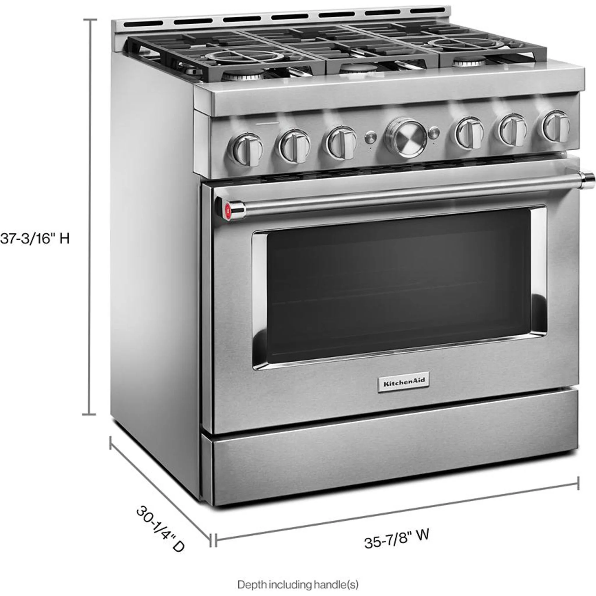 KitchenAid  36'' Smart Commercial-Style Gas Range with 6 Burners - Stainless Steel (KFGC506JSS) - Image 2