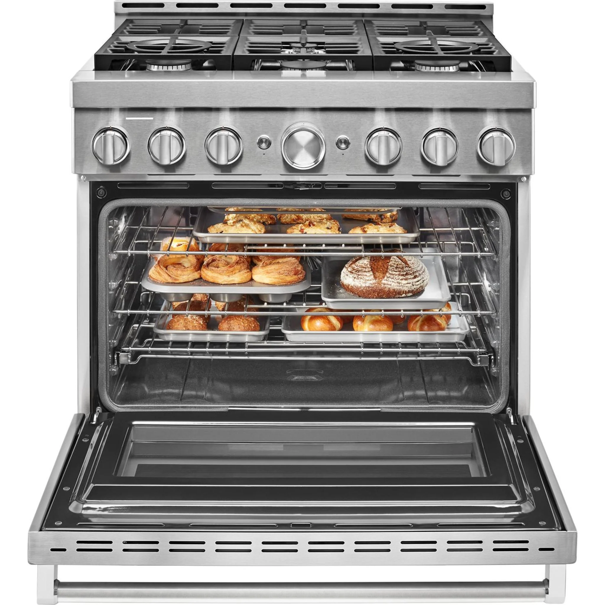 KitchenAid  36'' Smart Commercial-Style Gas Range with 6 Burners - Stainless Steel (KFGC506JSS) - Image 6