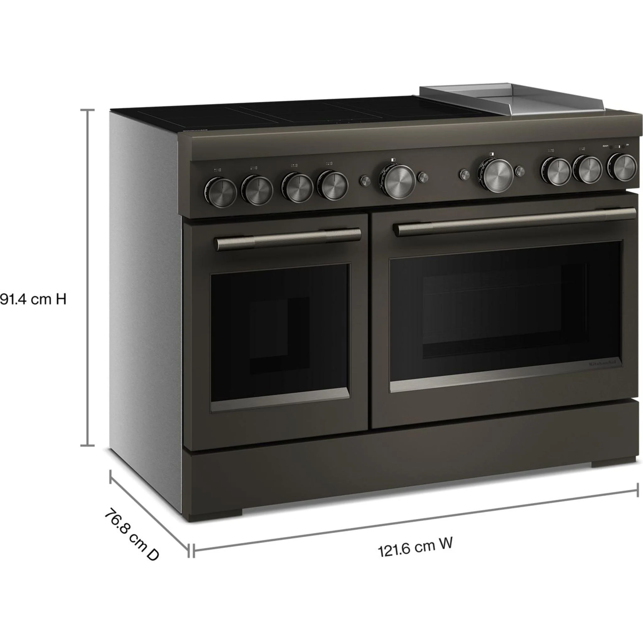KitchenAid 48-Inch 6-Element Induction Freestanding Commercial-Style Range with Griddle -Black Ore (KFID948SBE) - Image 8