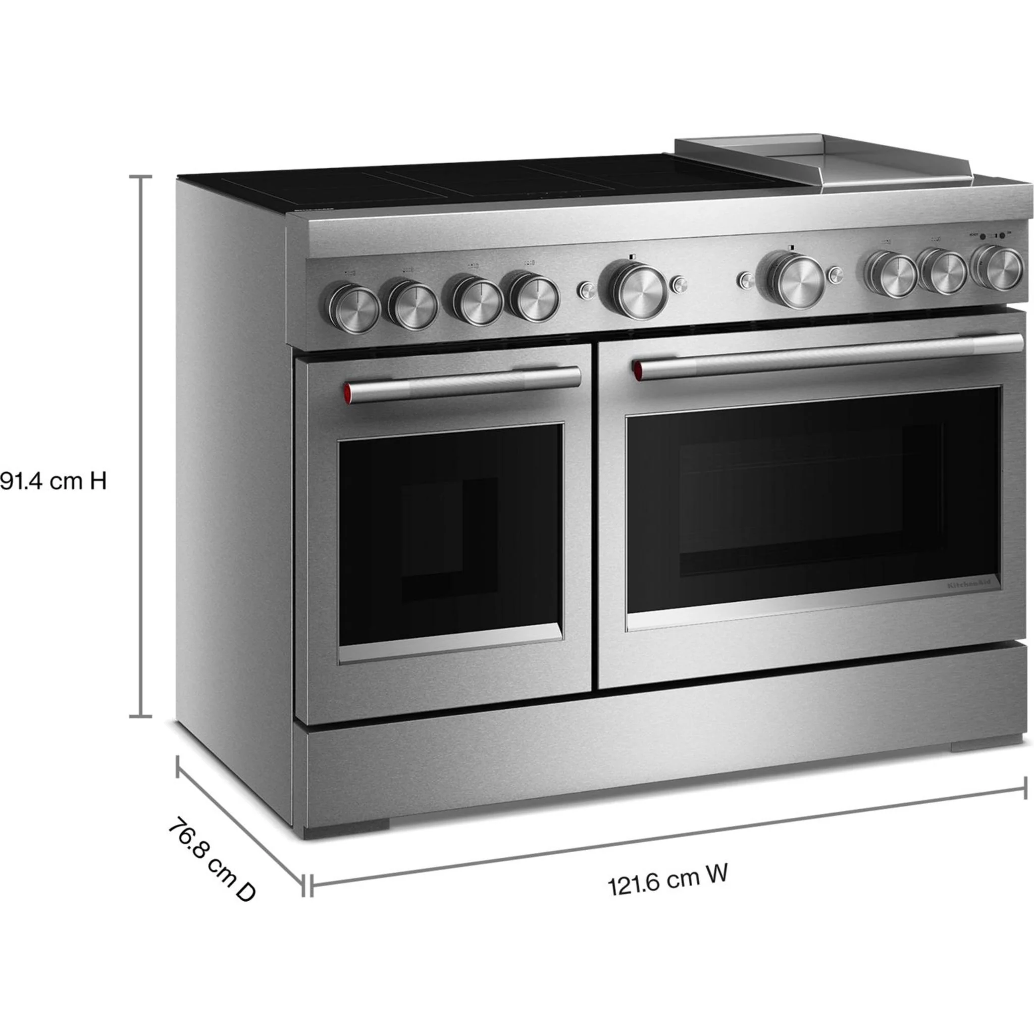 KitchenAid 48-Inch 6-Element Induction Freestanding Commercial-Style Range with Griddle -Stainless Steel (KFID948SSS) - Image 9