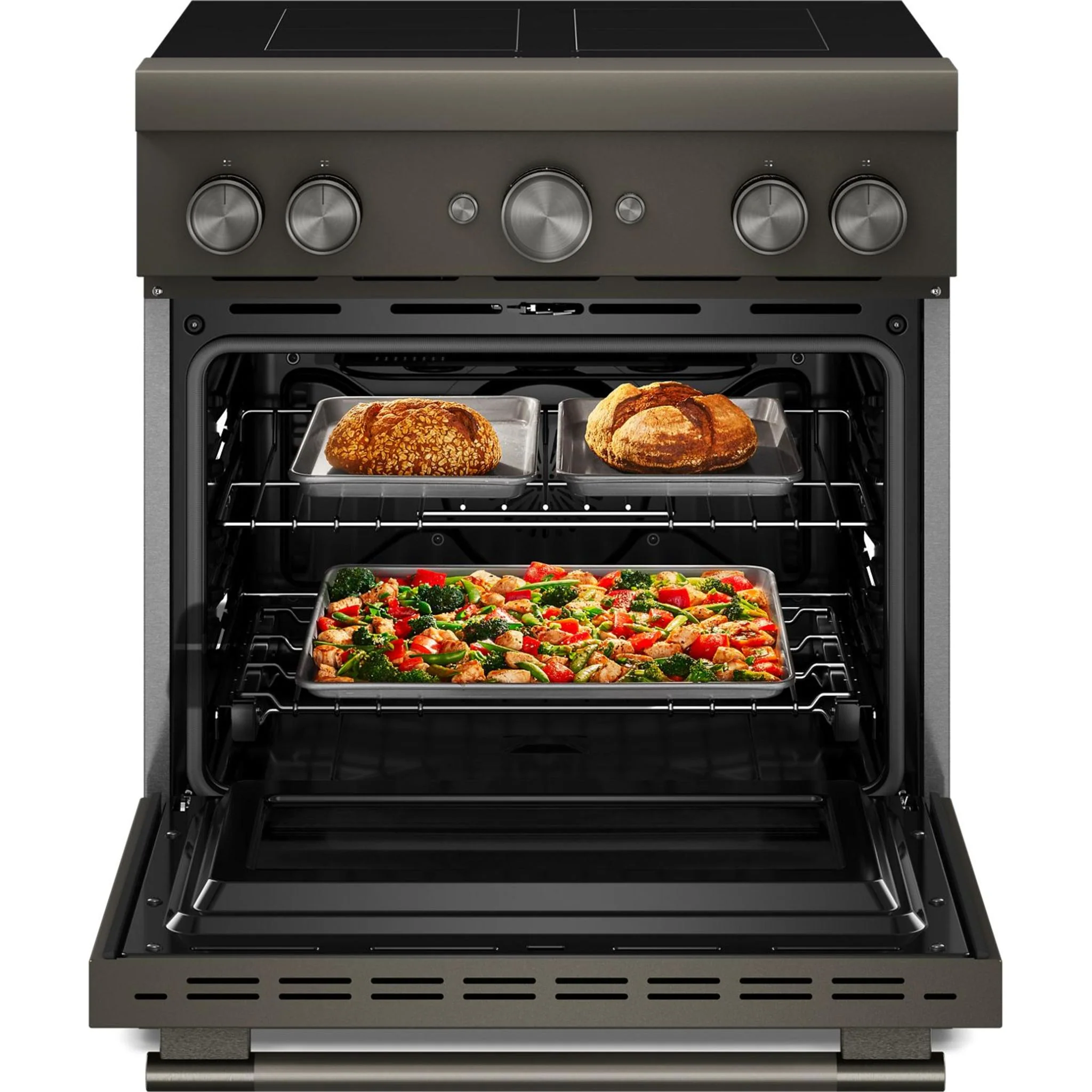 KitchenAid 30-Inch 4-Element Induction Freestanding Commercial-Style Range with Air Fry -Black Ore (KFIS930SBE) - Image 7