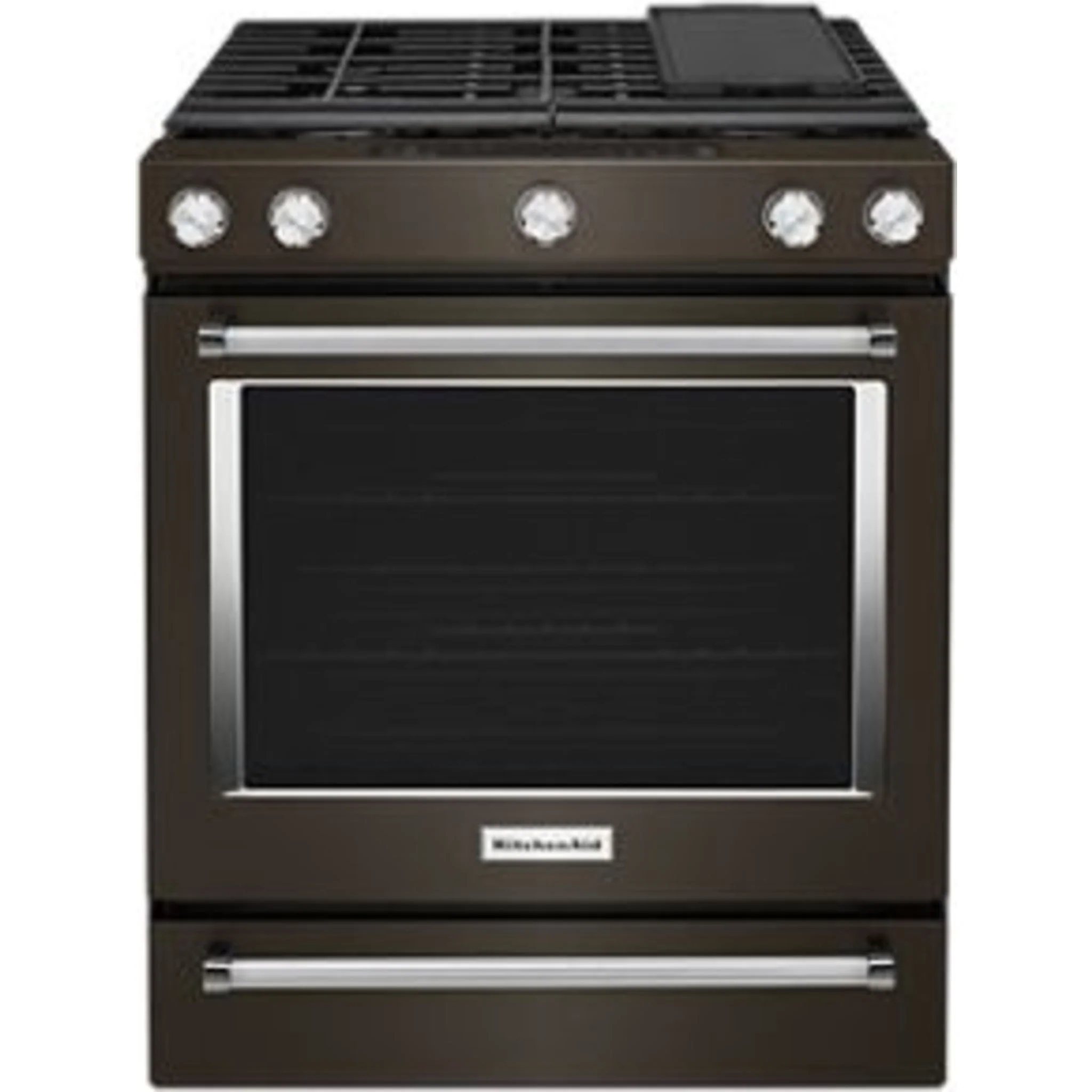 KitchenAid 30" 5-Burner Gas Slide-In Convection Range - Black Stainless (KSGG700EBS) - Image 11